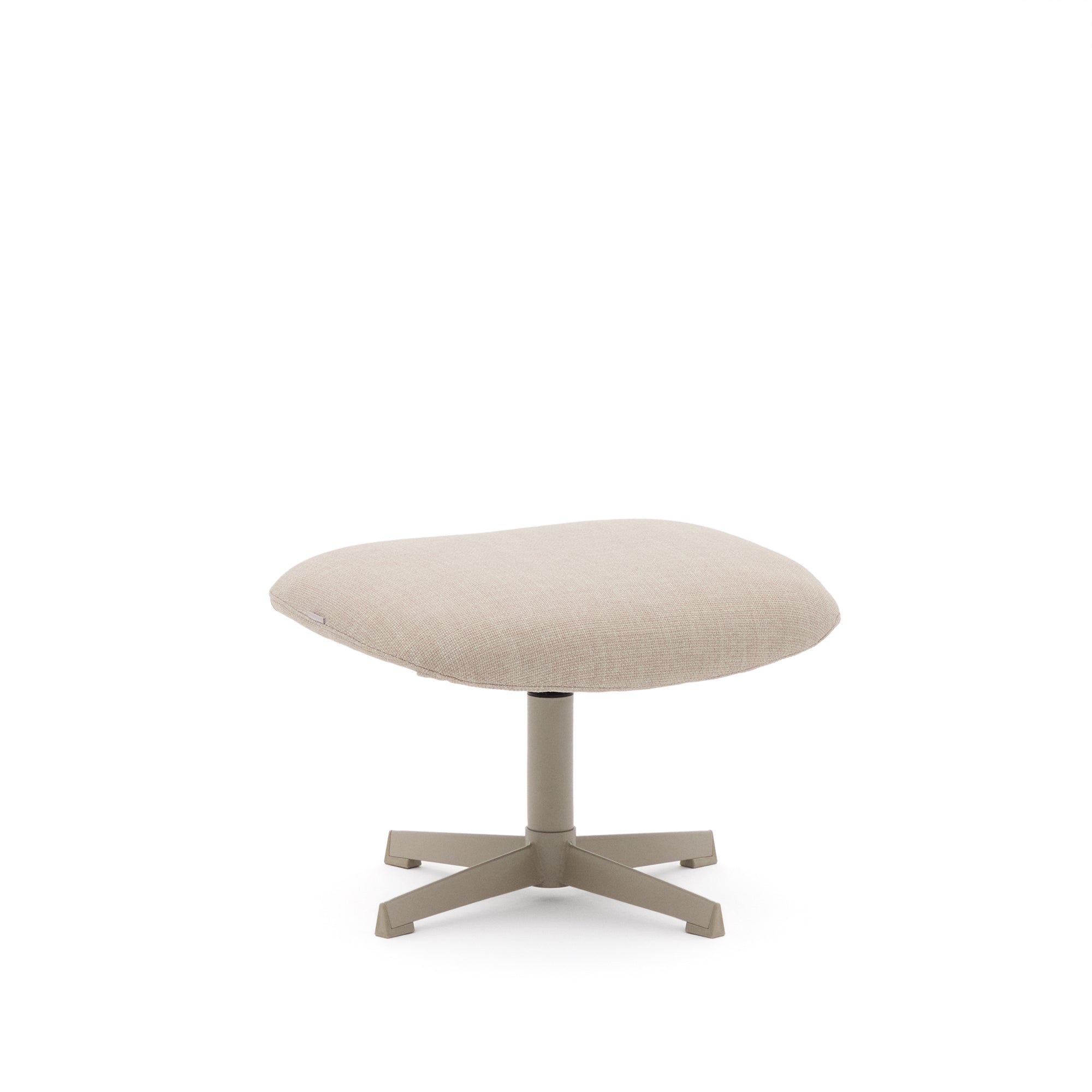 Teryl beige chenille footrest with grey-finished metal, FSC 100% - Product Image