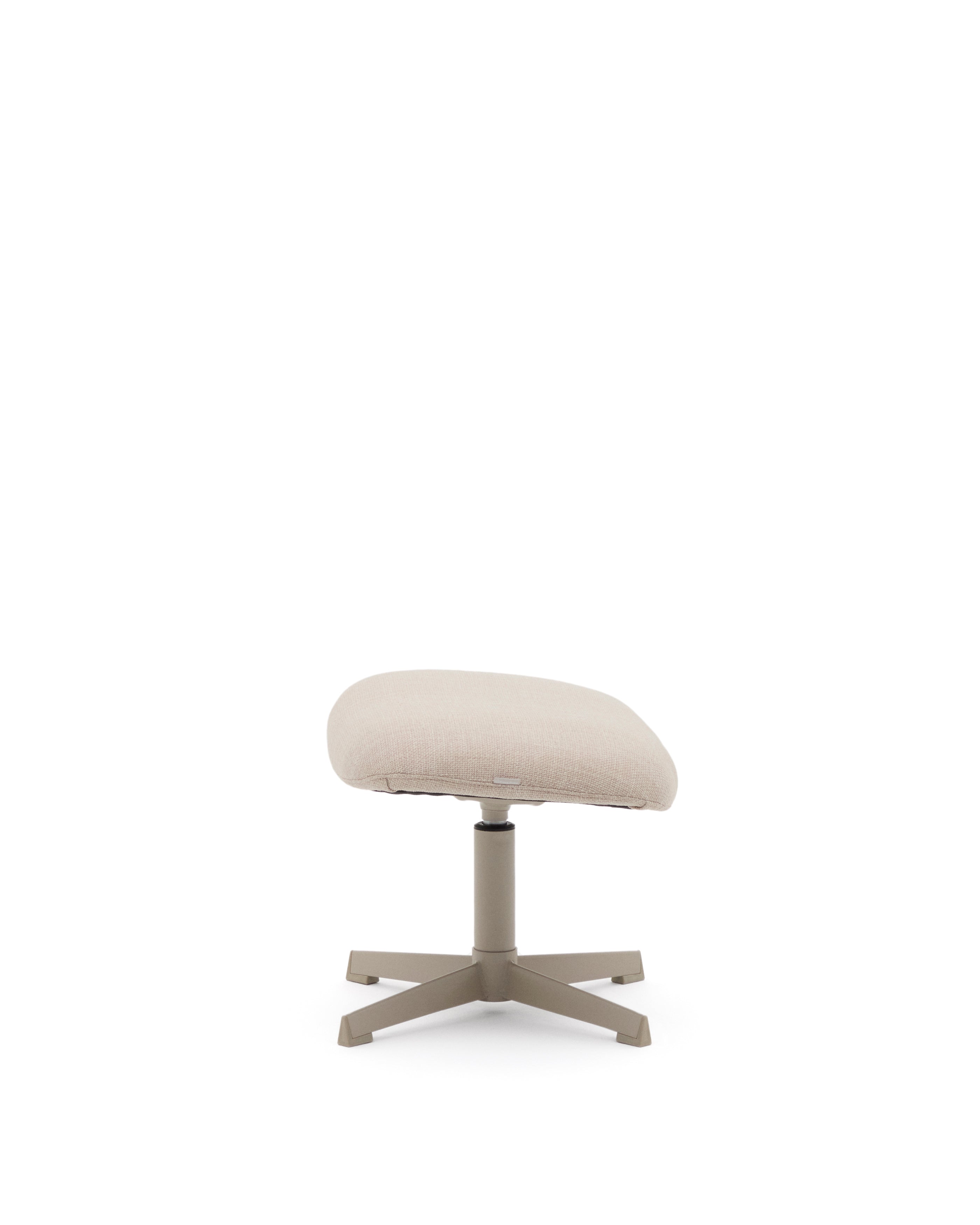 Teryl beige chenille footrest with grey-finished metal, FSC 100% - Product Image