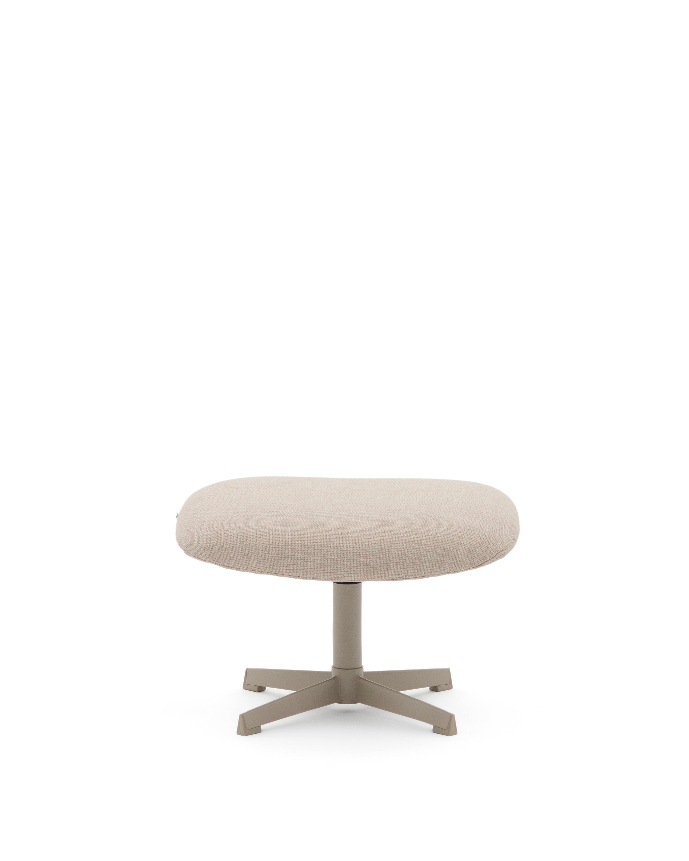 Teryl beige chenille footrest with grey-finished metal, FSC 100% - Product Image