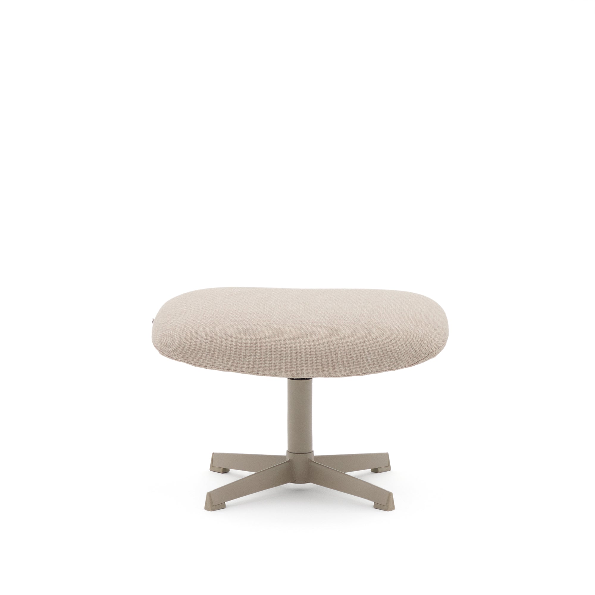 Teryl beige chenille footrest with grey-finished metal, FSC 100% - Product Image