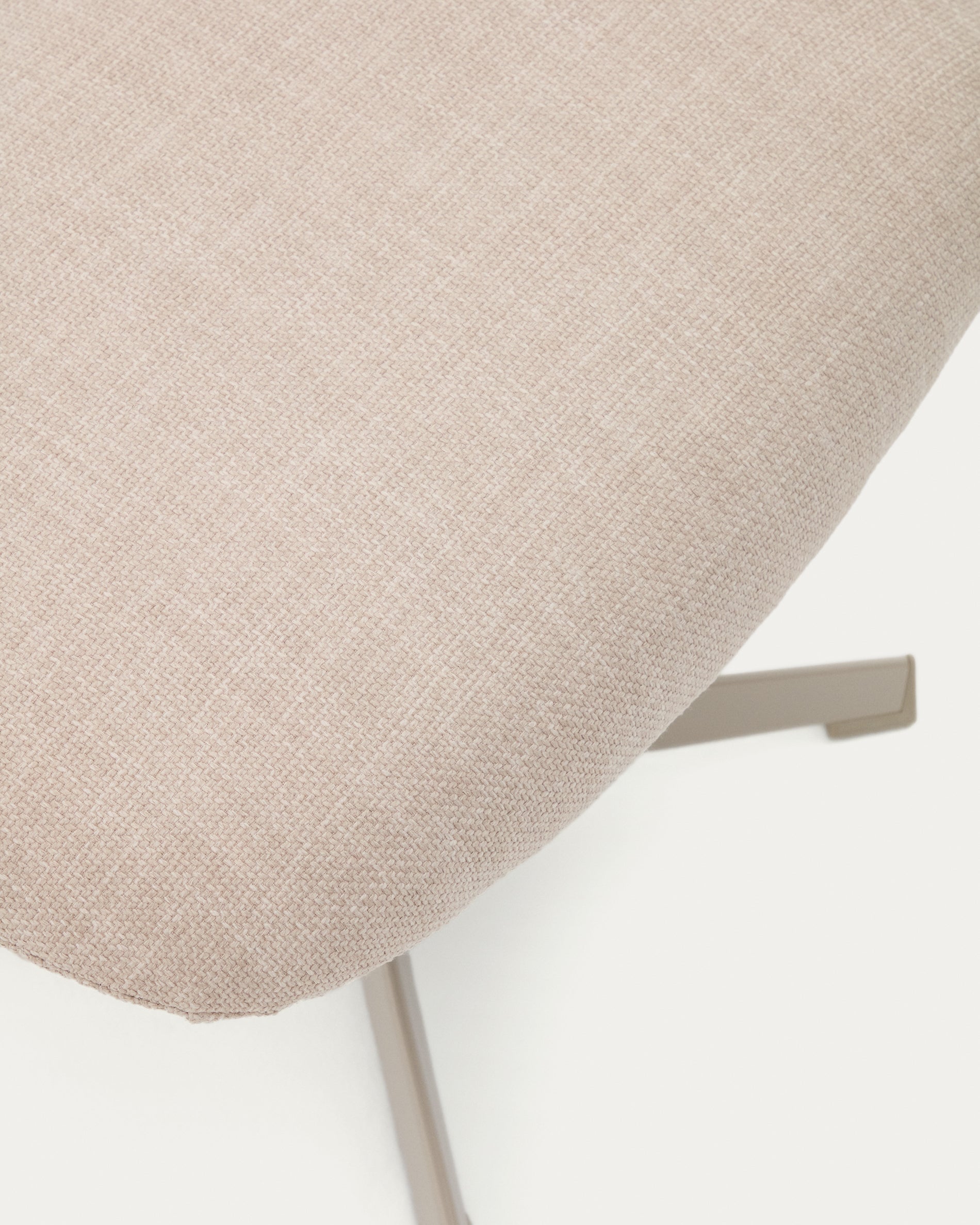 Teryl beige chenille footrest with grey-finished metal, FSC 100% - Detail