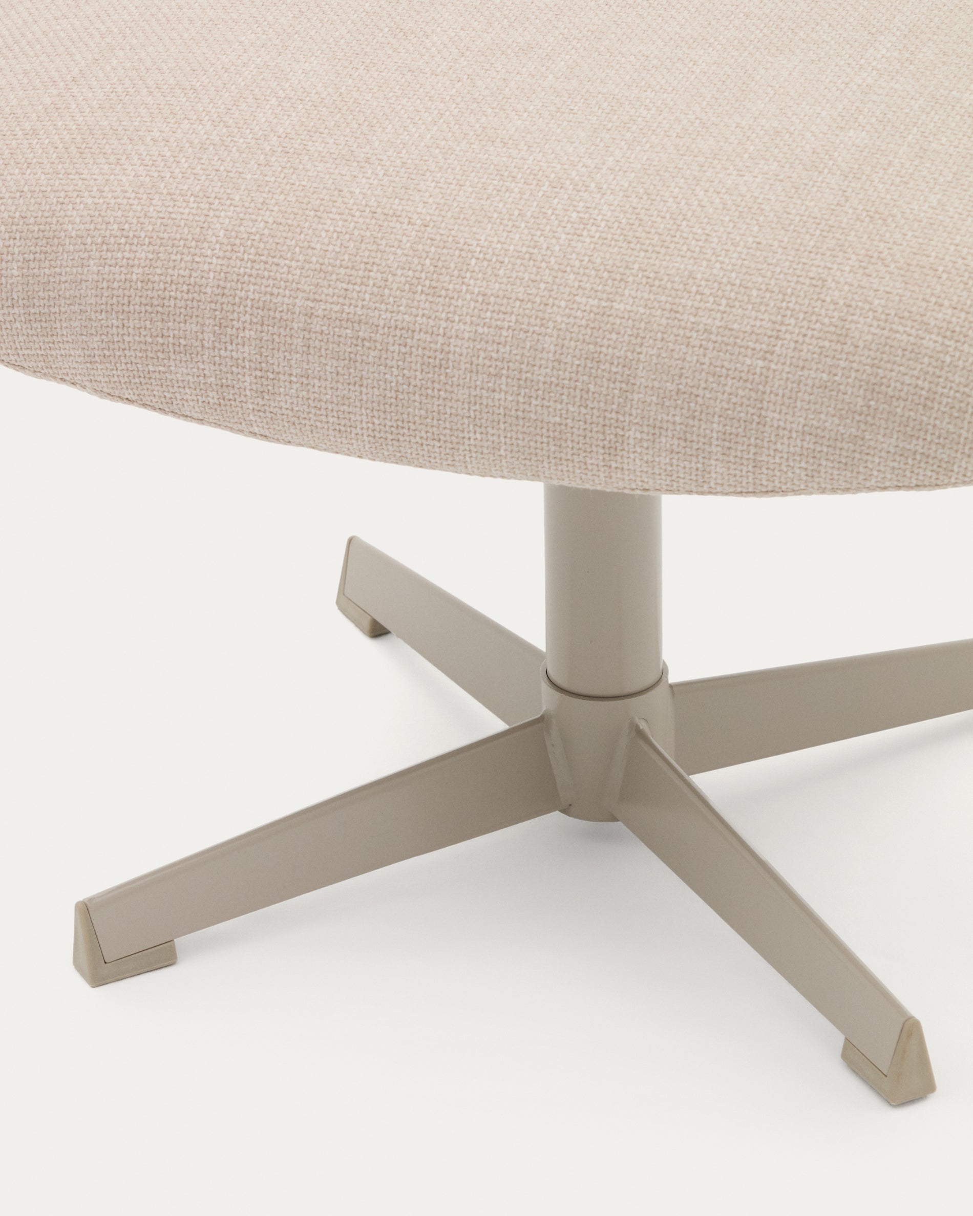 Teryl beige chenille footrest with grey-finished metal, FSC 100% - Detail