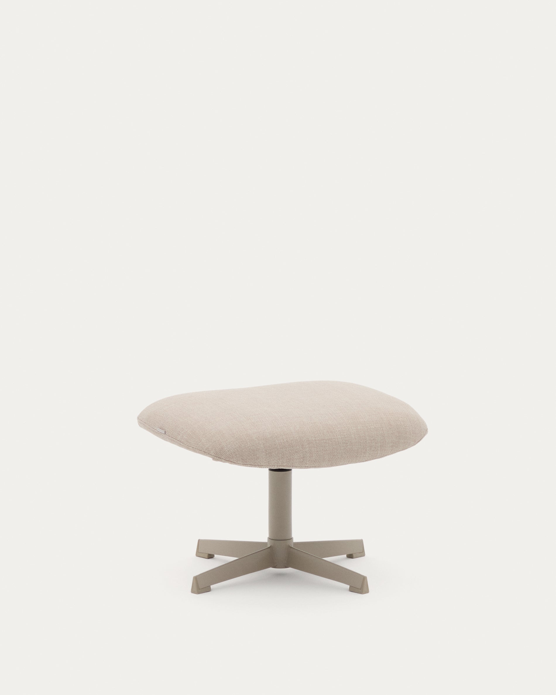 Teryl beige chenille footrest with grey-finished metal, FSC 100% - Product View