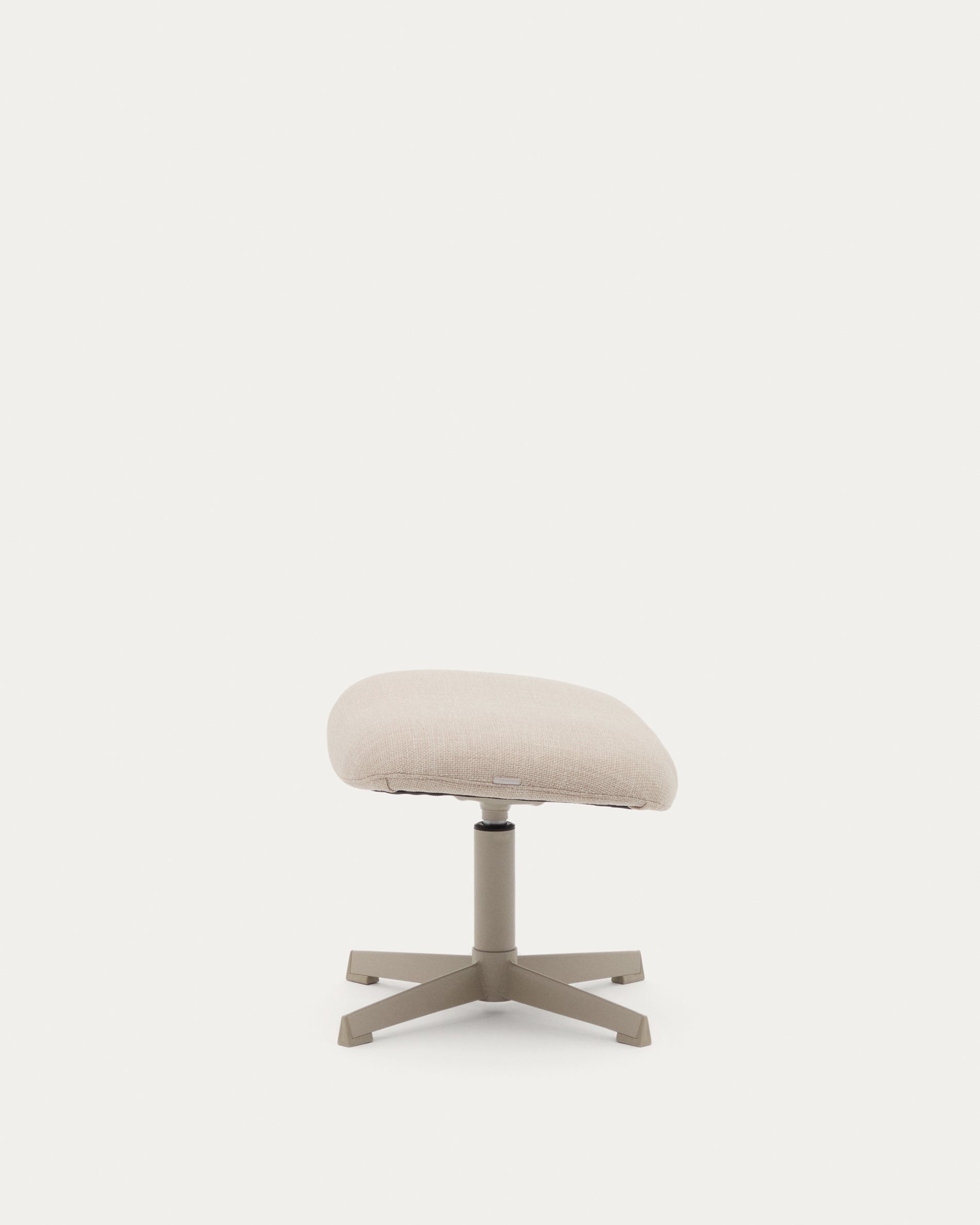 Teryl beige chenille footrest with grey-finished metal, FSC 100% - Product View