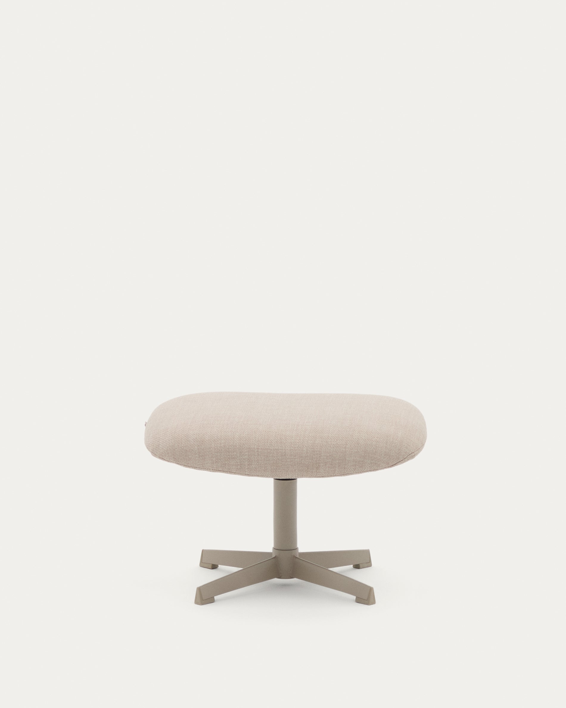Teryl beige chenille footrest with grey-finished metal, FSC 100% - Product View