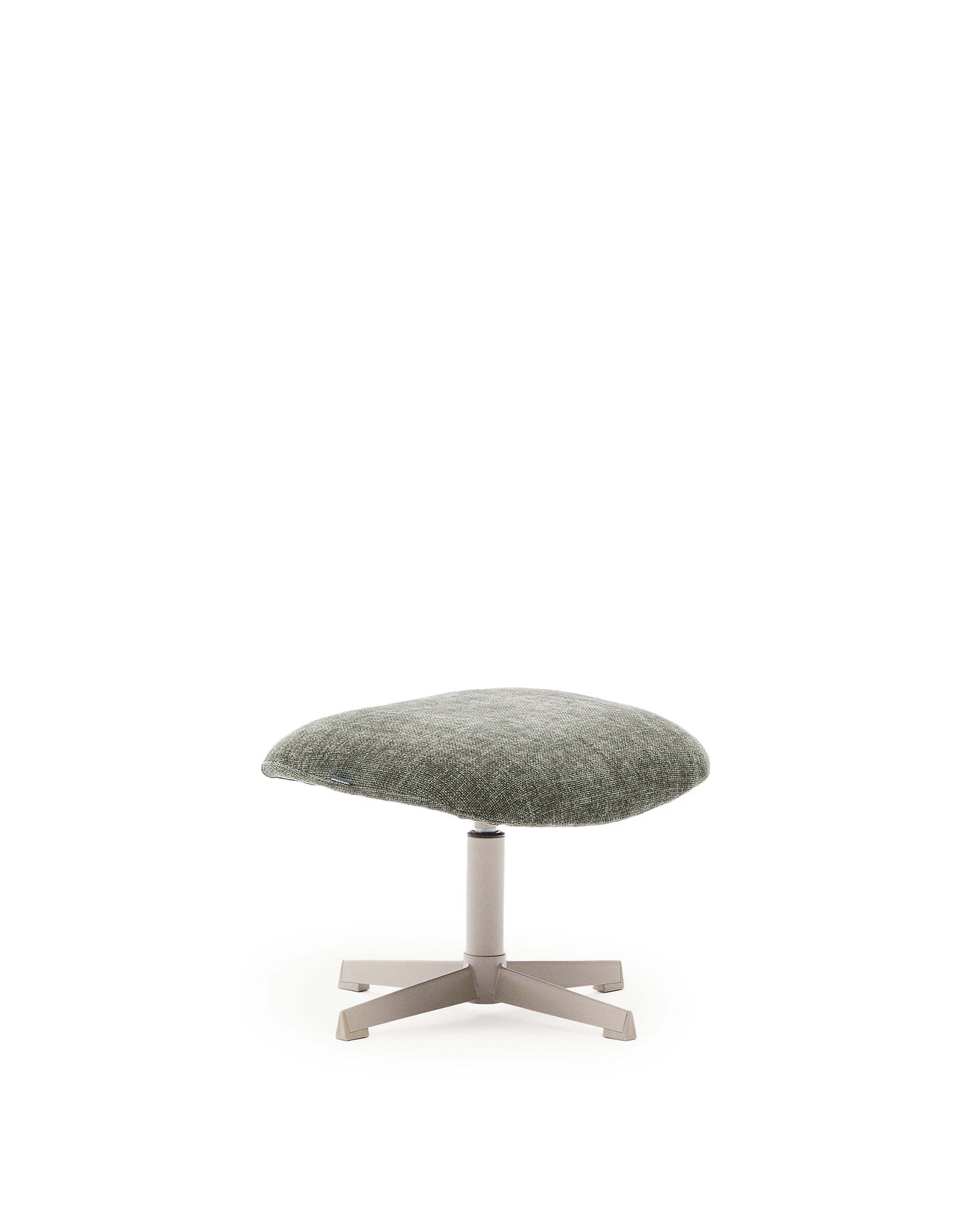 Teryl green chenille footrest with grey-finished metal, FSC 100% - Product Image