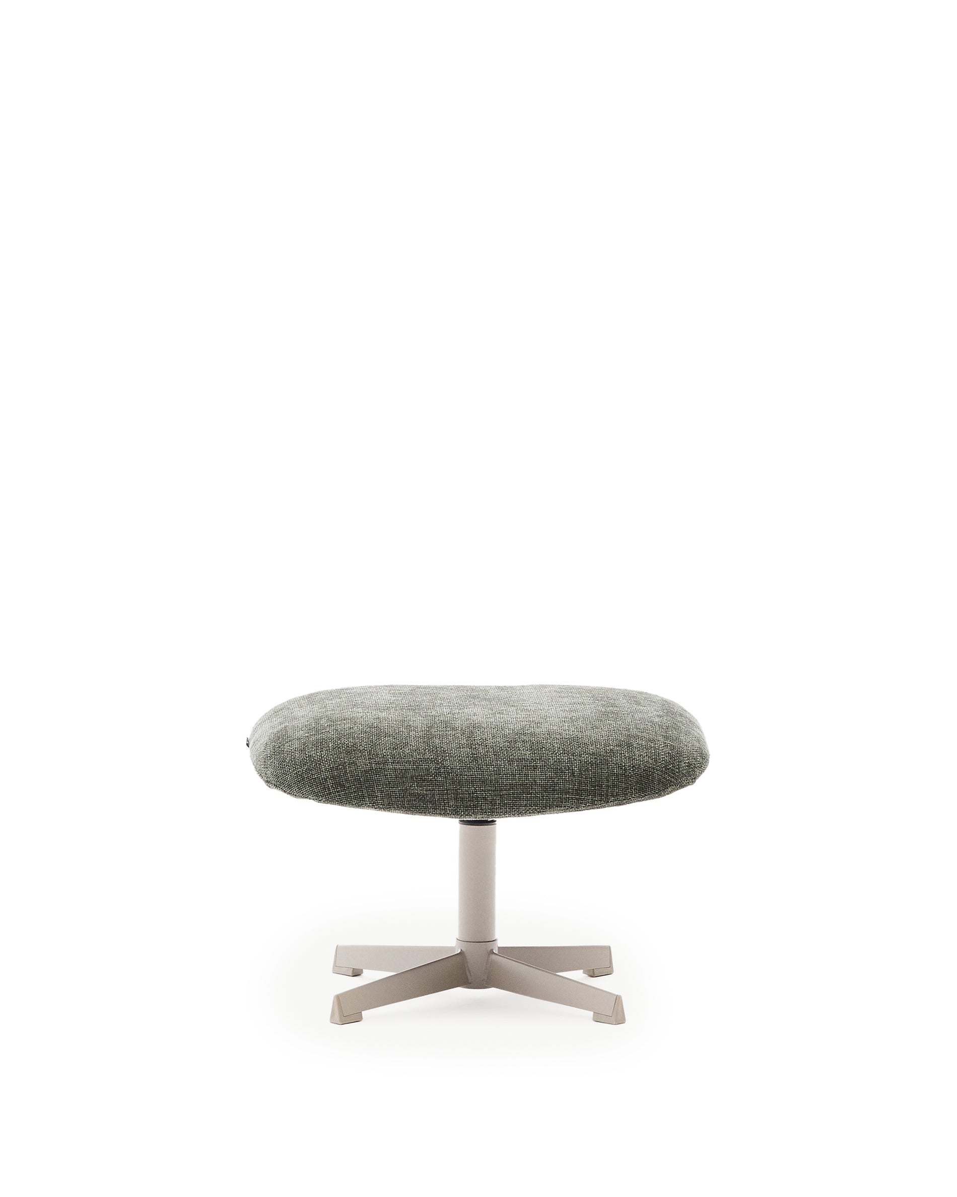 Teryl green chenille footrest with grey-finished metal, FSC 100% - Product Image