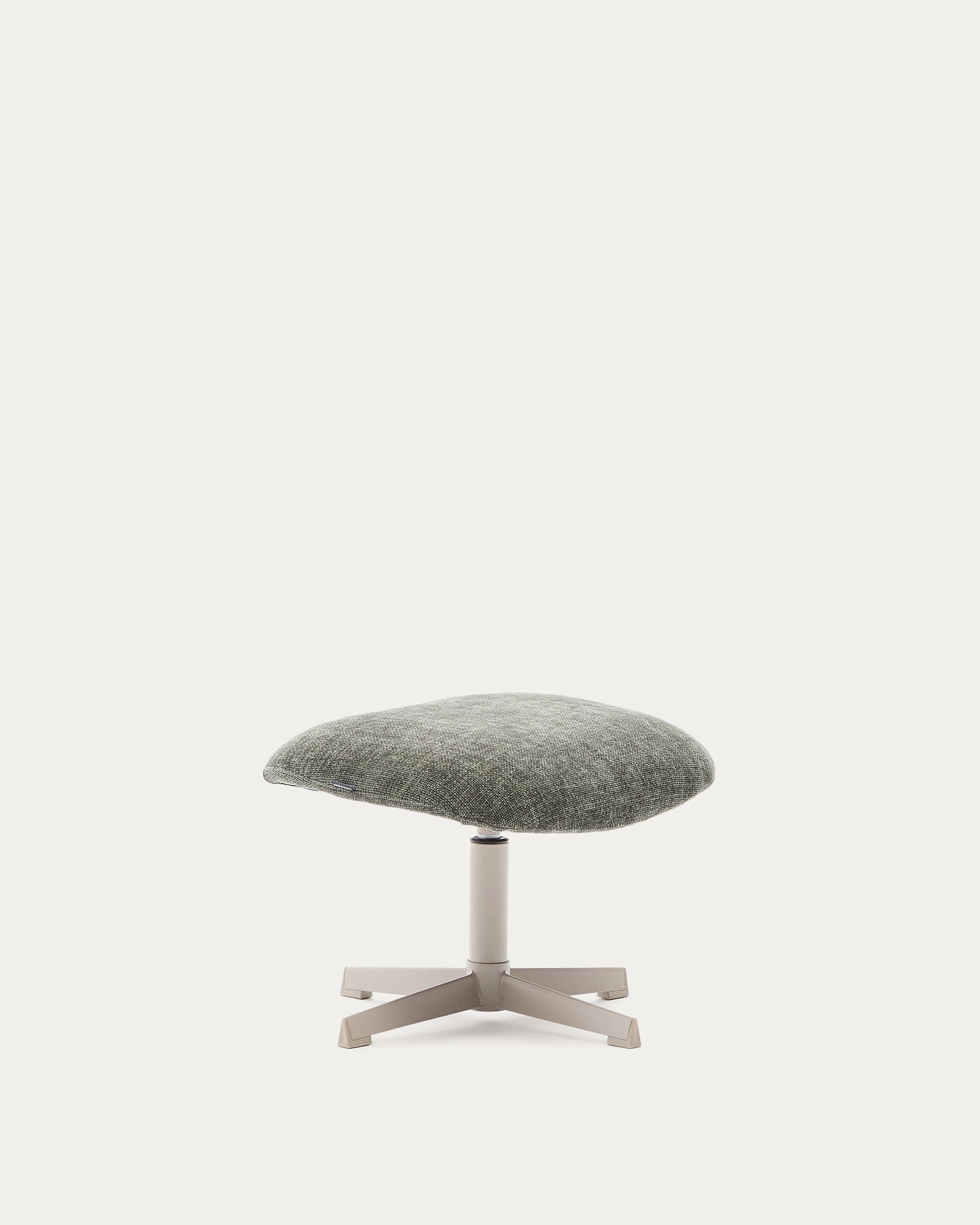Teryl green chenille footrest with grey-finished metal, FSC 100% - Product View
