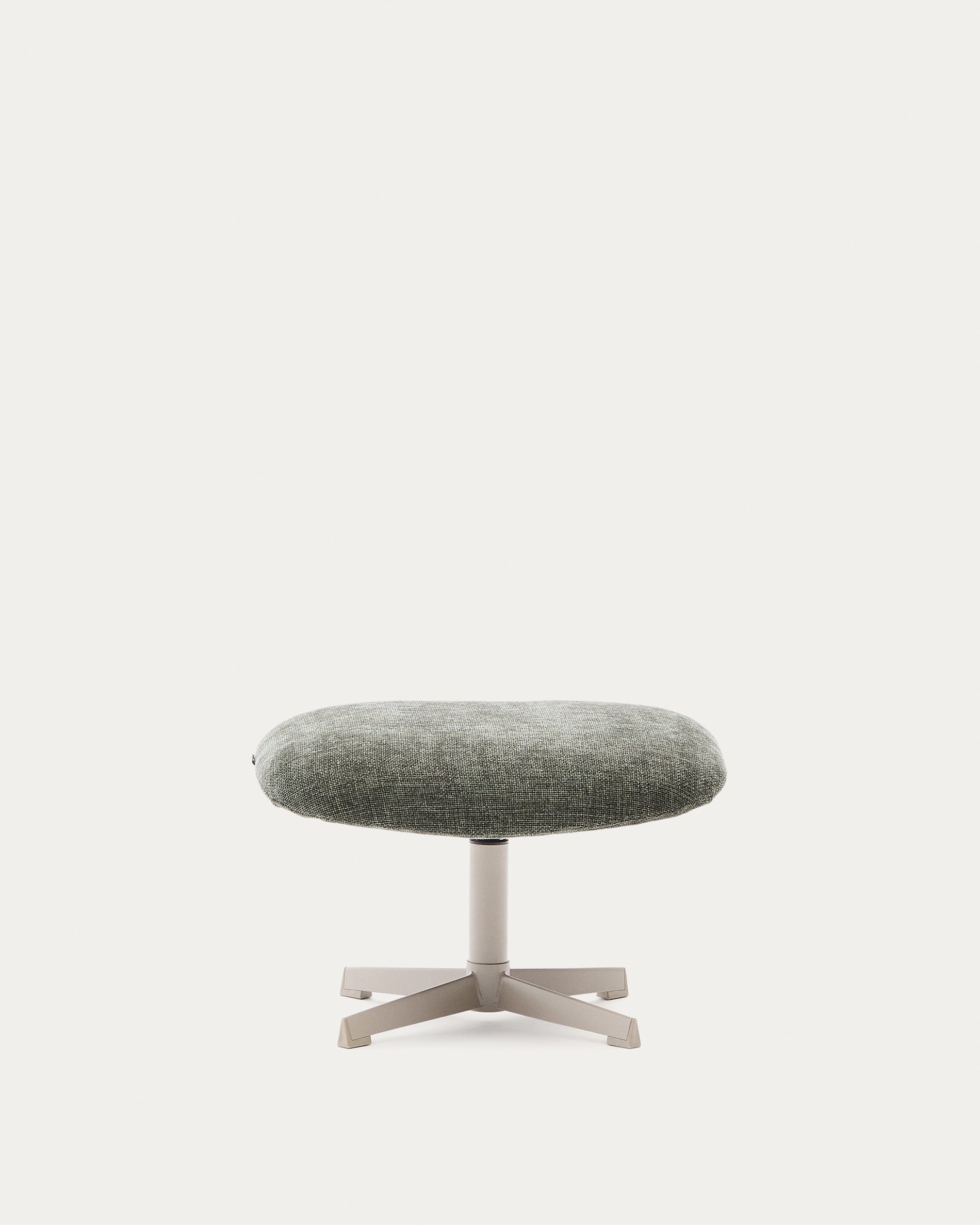 Teryl green chenille footrest with grey-finished metal, FSC 100% - Product View