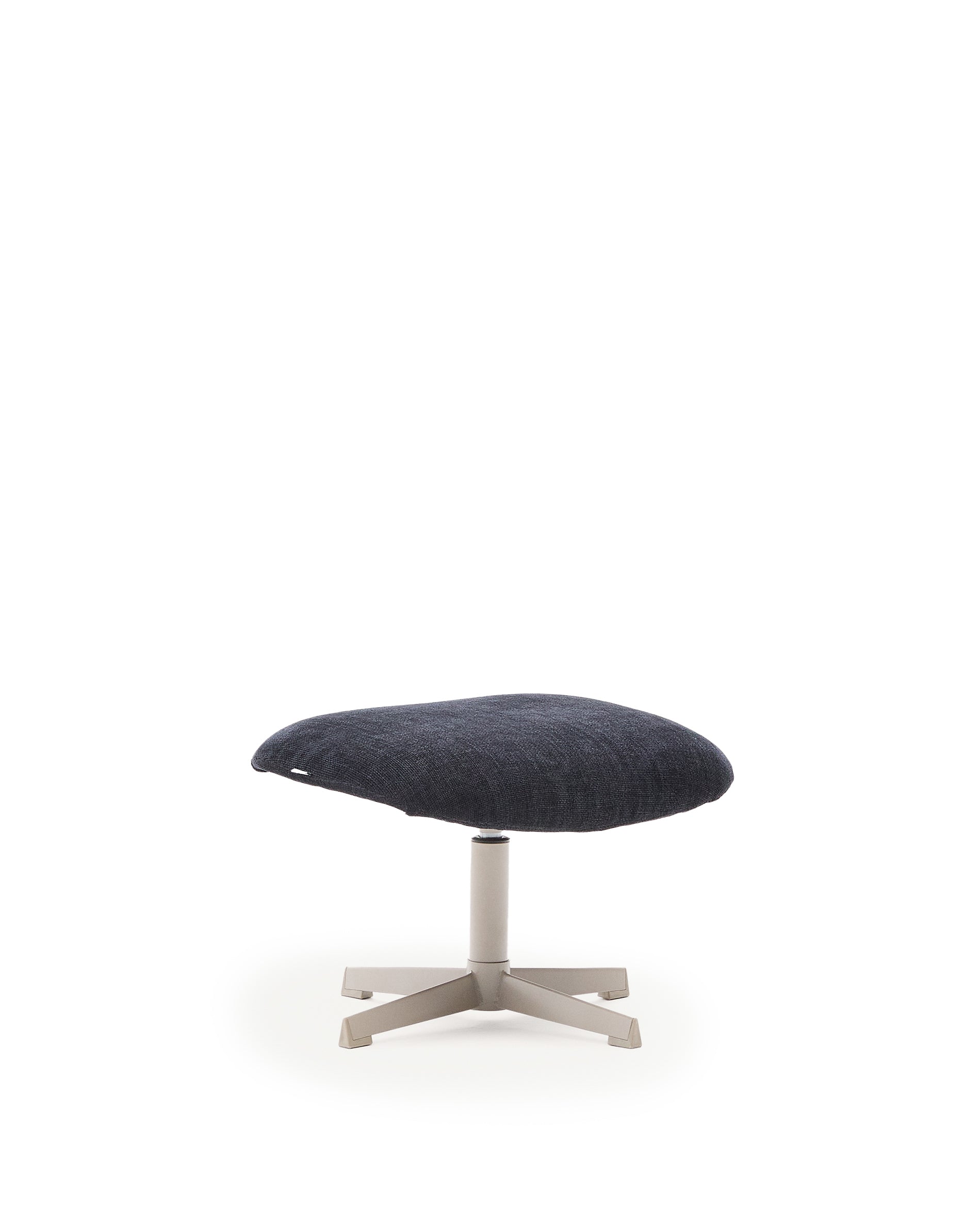 Teryl blue chenille footrest with grey-finished metal, FSC 100% - Product Image
