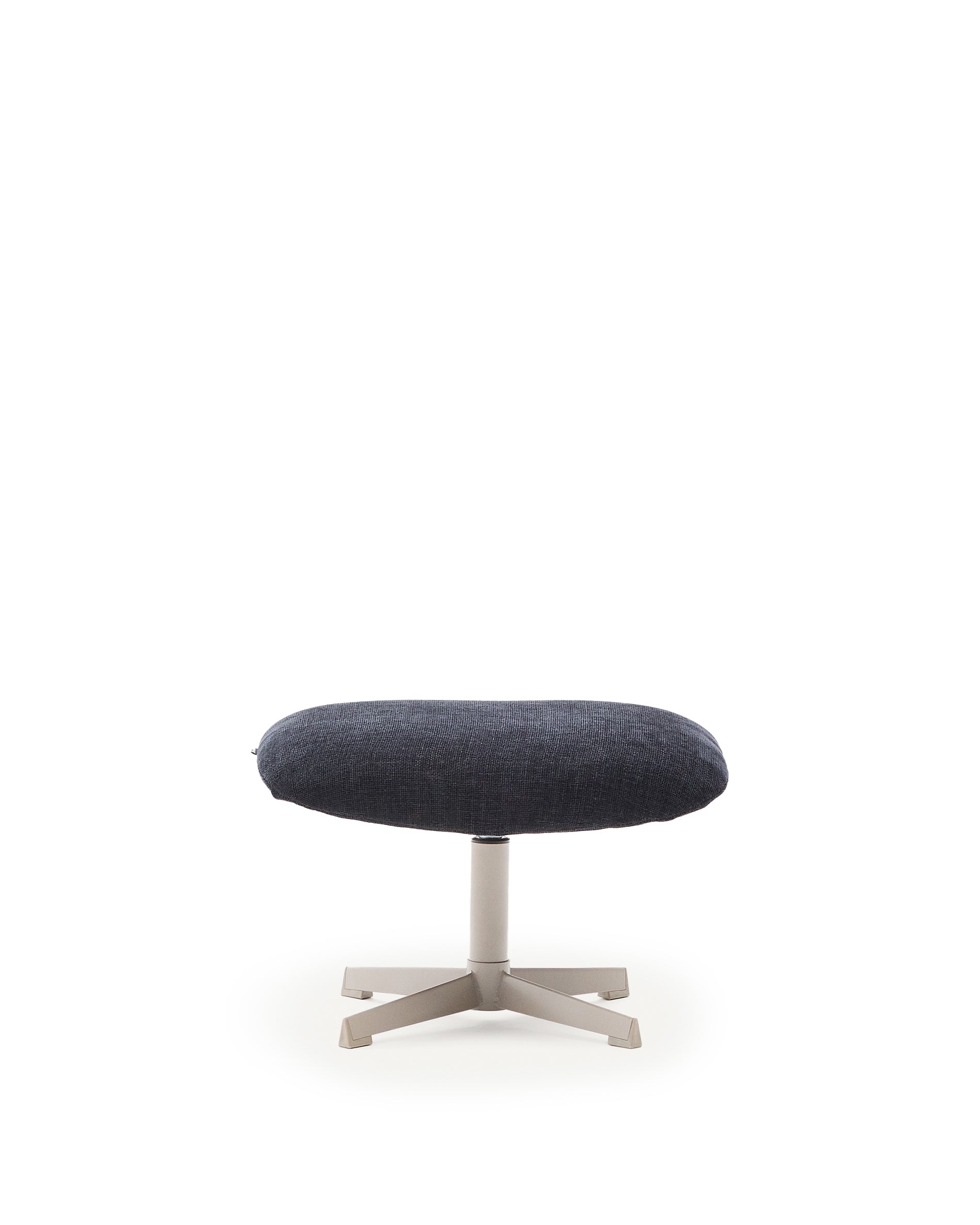 Teryl blue chenille footrest with grey-finished metal, FSC 100% - Product Image