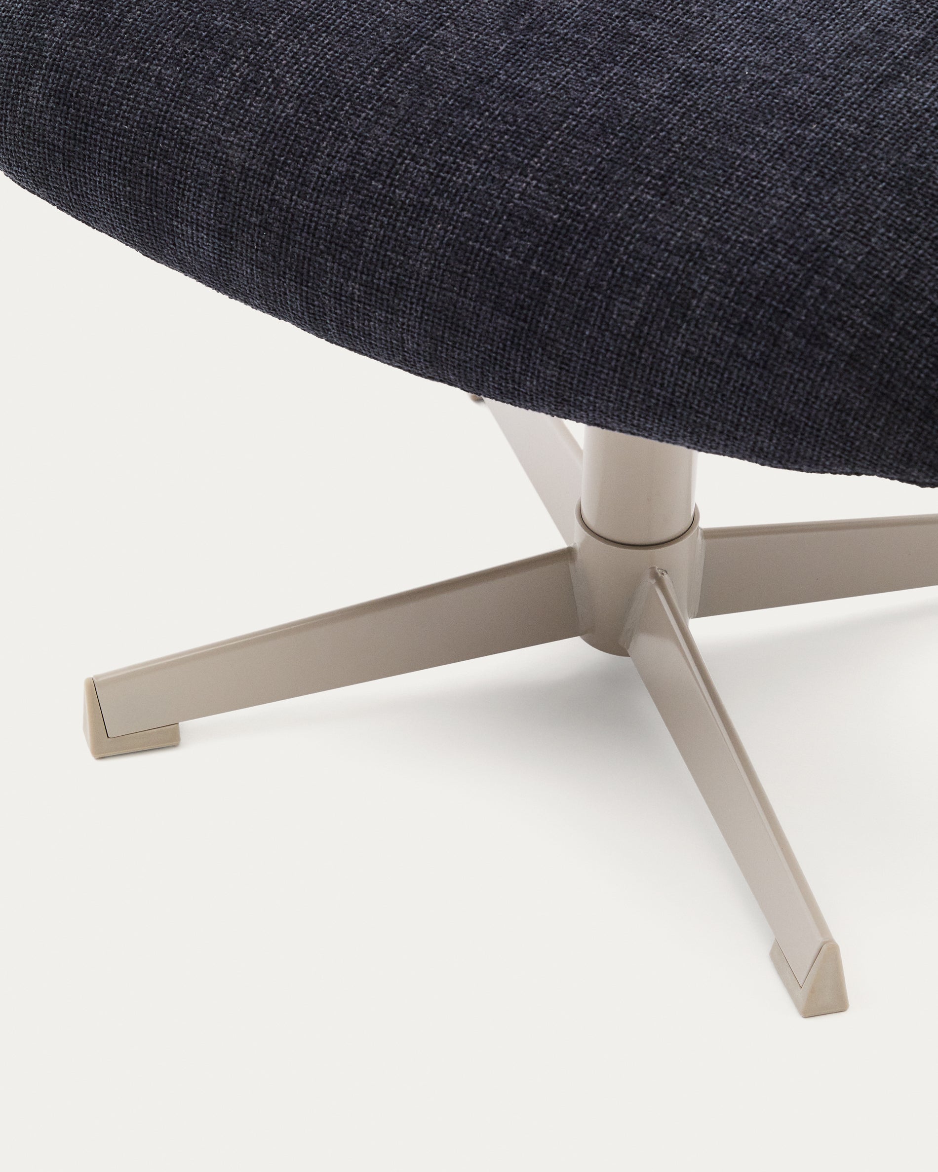 Teryl blue chenille footrest with grey-finished metal, FSC 100% - Detail