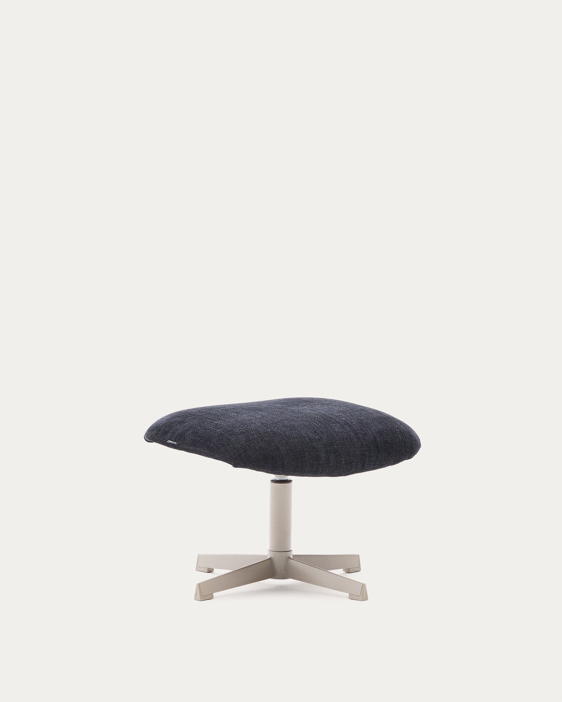 Teryl blue chenille footrest with grey-finished metal, FSC 100% - Product View