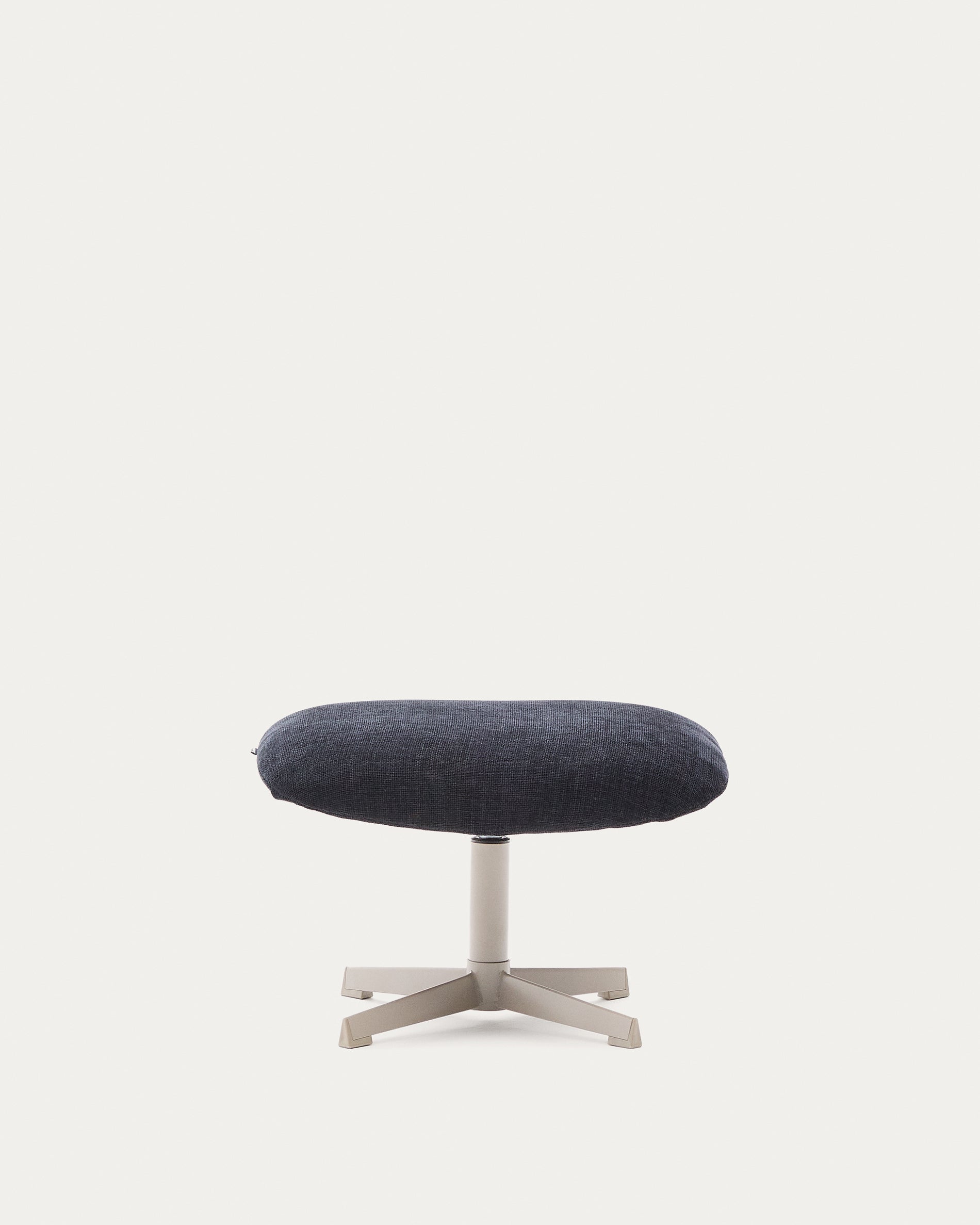 Teryl blue chenille footrest with grey-finished metal, FSC 100% - Product View