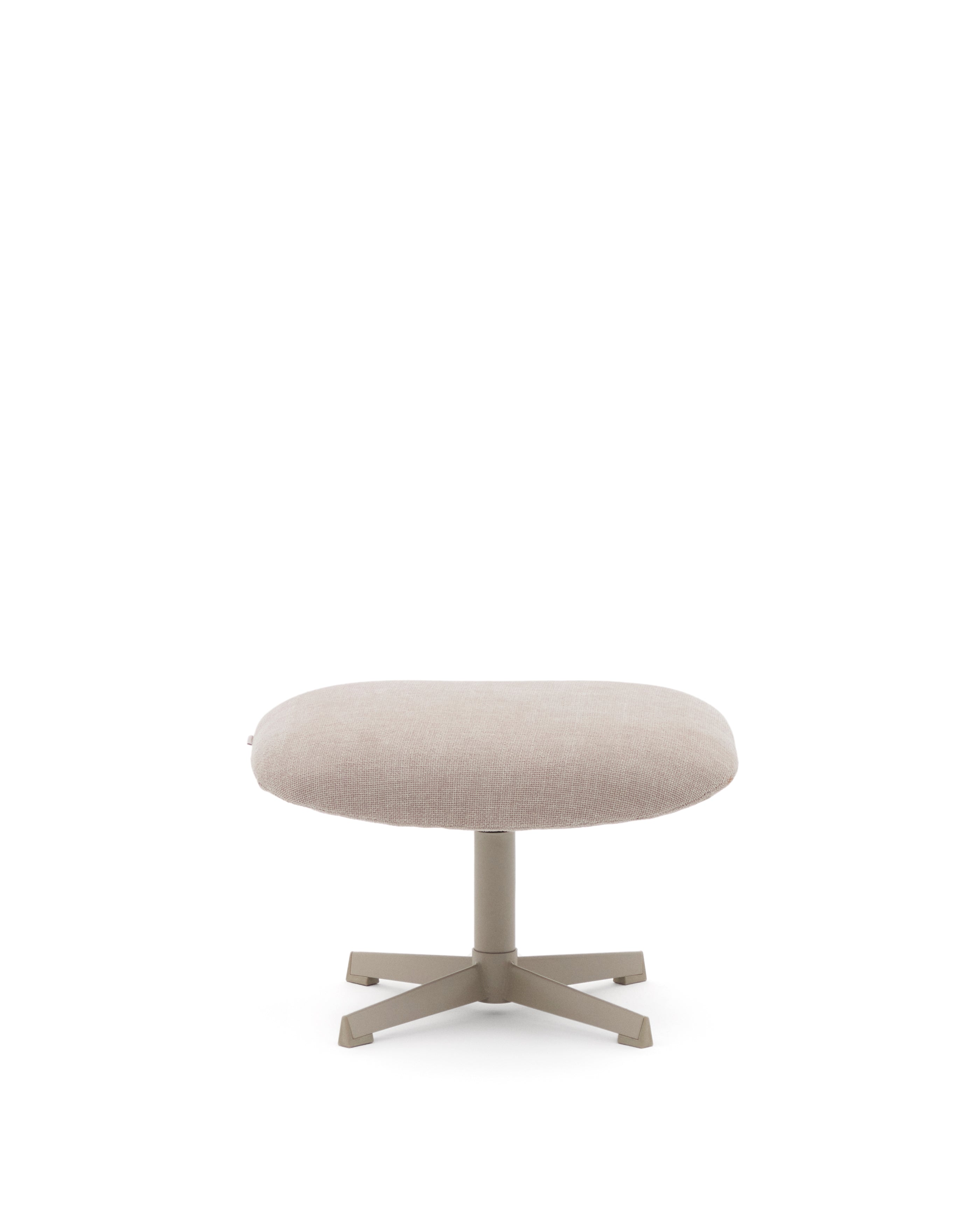 Jaspe beige footrest with grey-finished metal, FSC 100% - Product Image