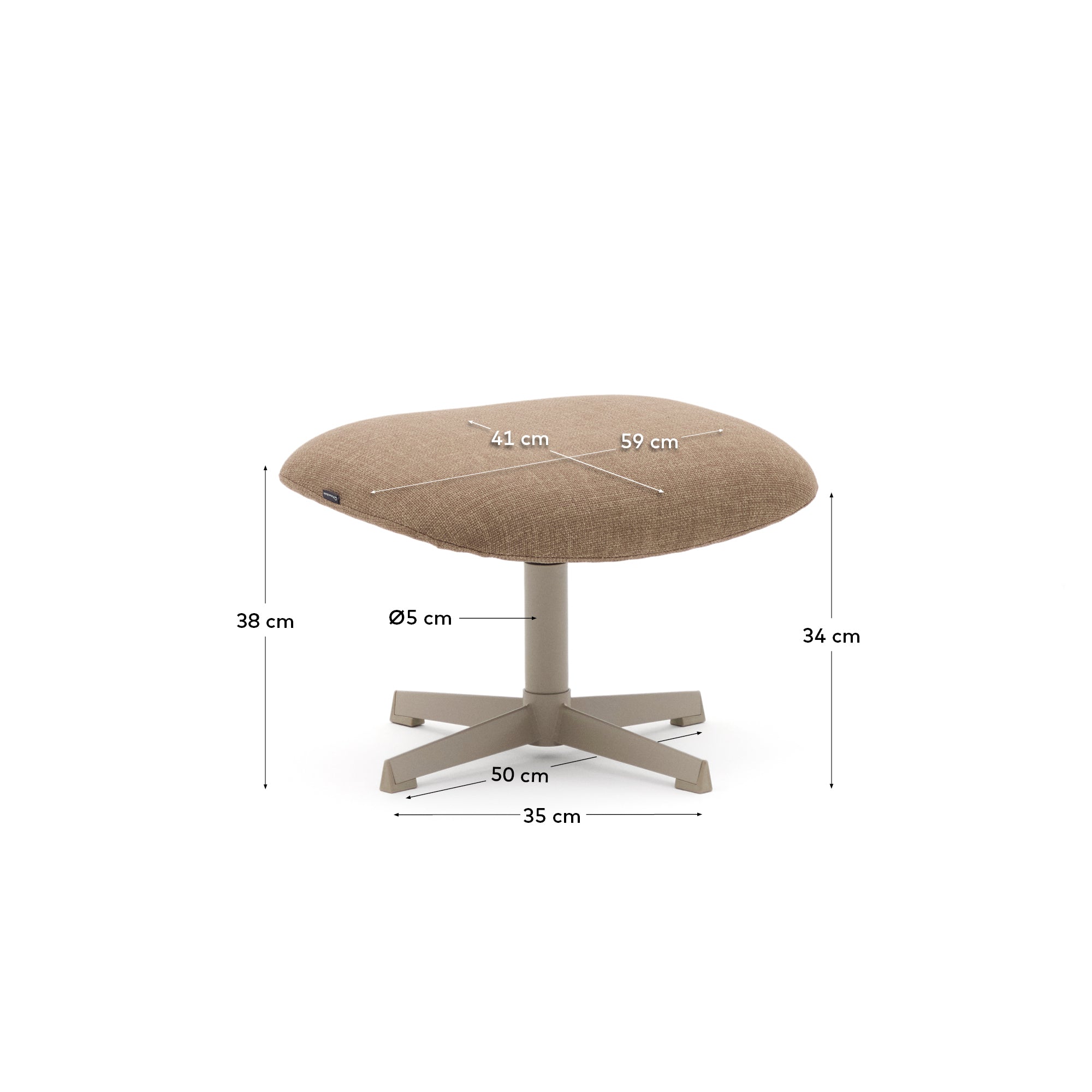 Jaspe light brown footrest with grey-finished metal, FSC 100% - Measurements