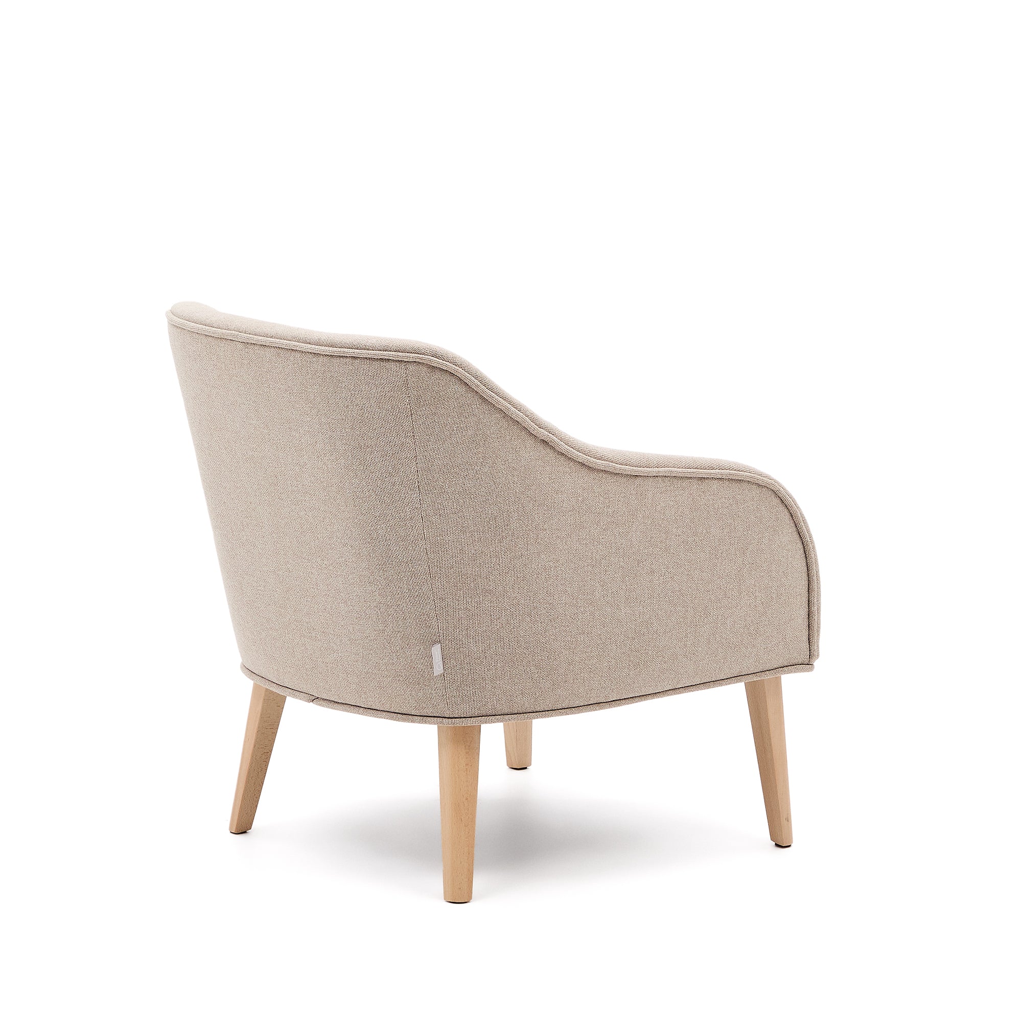 Bobly armchair in beige and with solid beech wood in a natural finish - Product Image