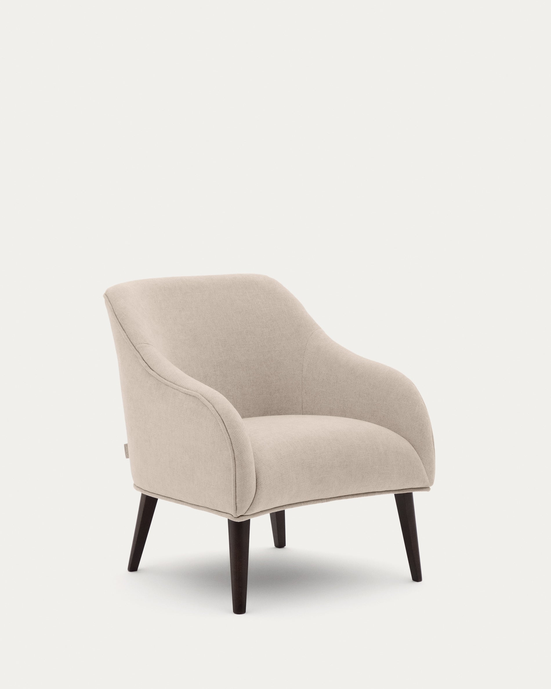 Bobly armchair in beige and with solid beech wood in a wenge finish FSC Mix Credit - Product View