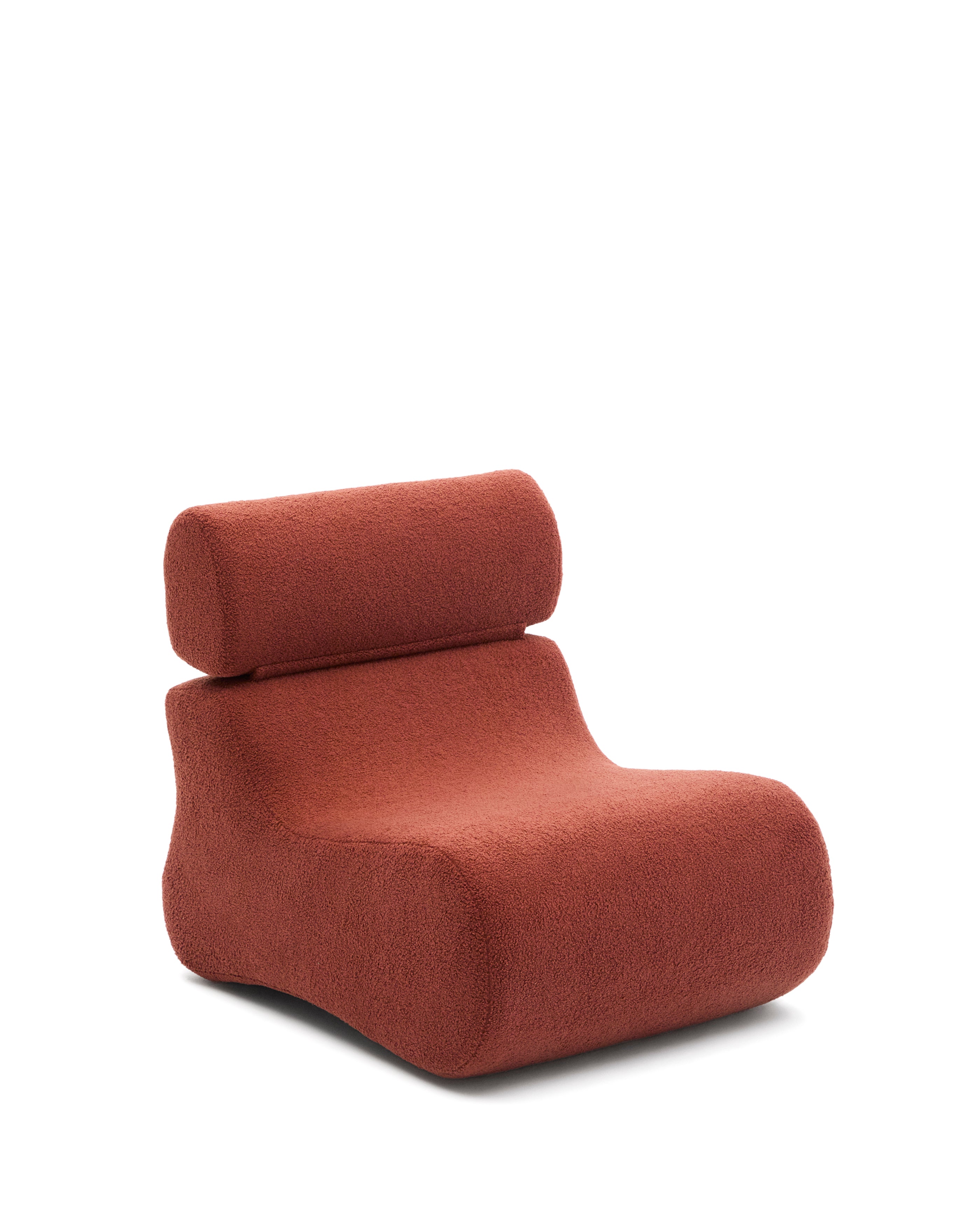 Club terracotta bouclé armchair - Product Image