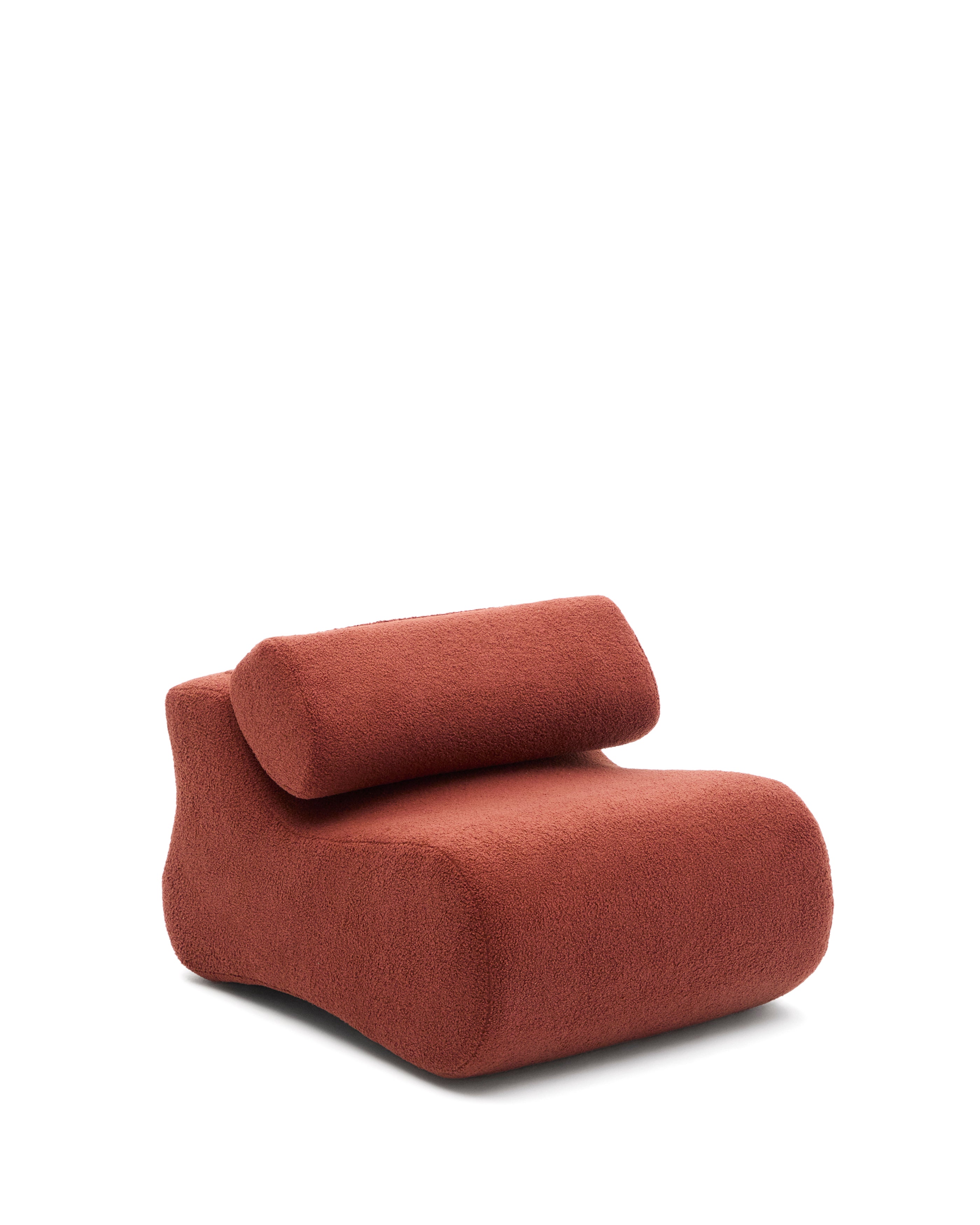 Club terracotta bouclé armchair - Product Image