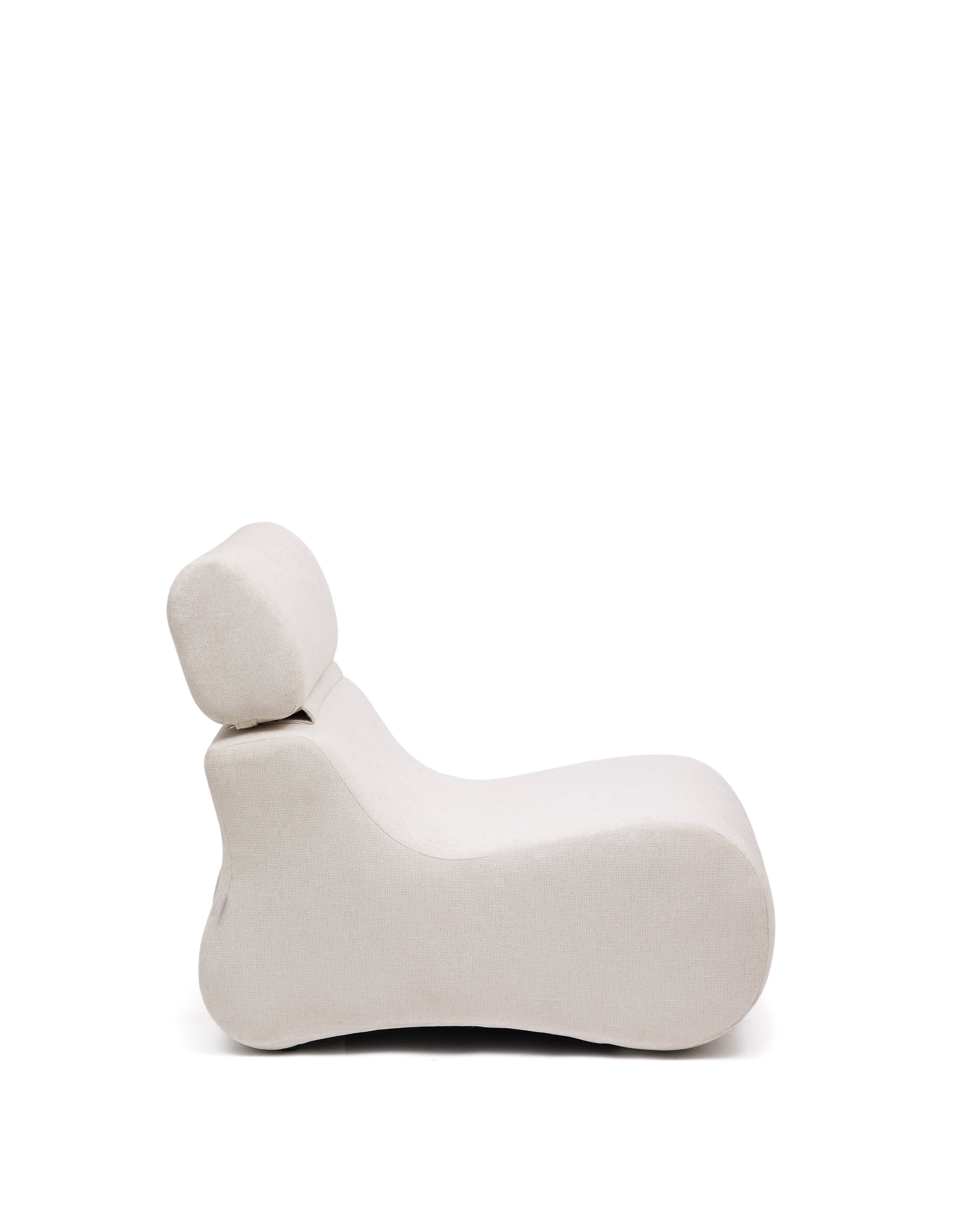 Club pearl-coloured, chenille armchair - Product Image