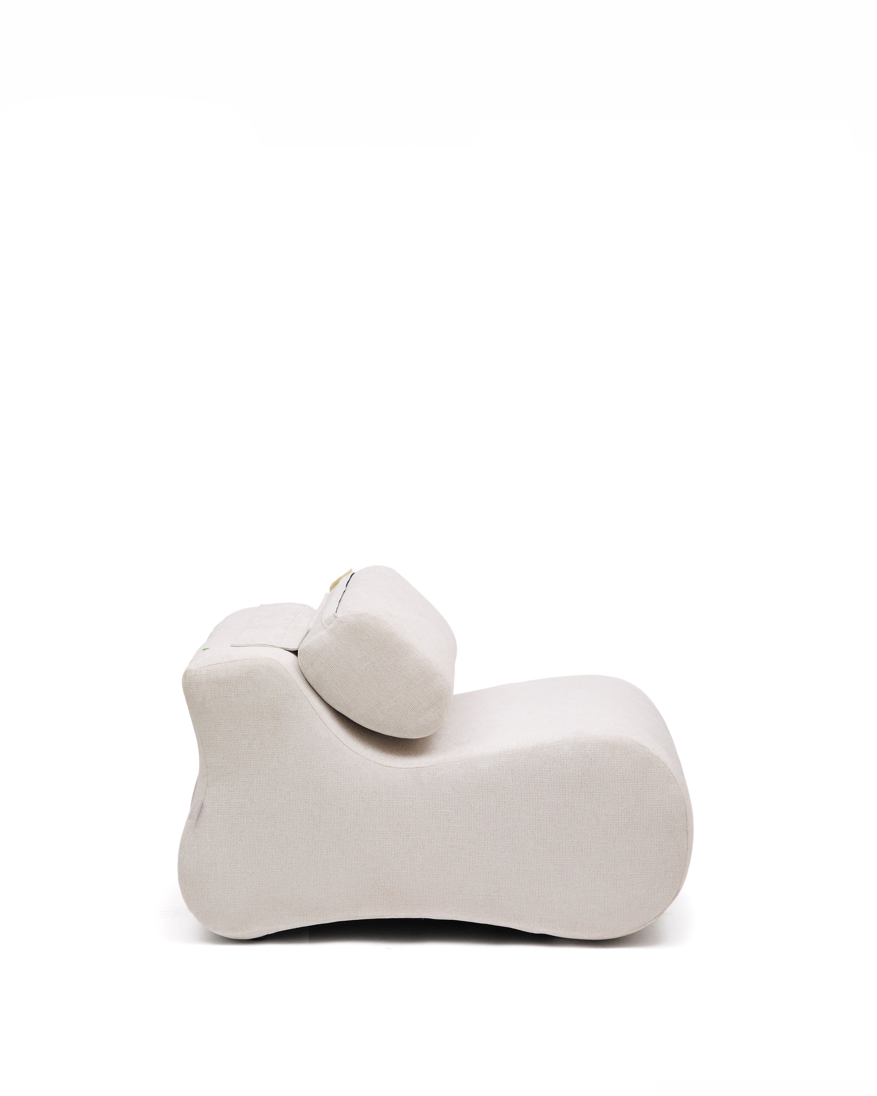 Club pearl-coloured, chenille armchair - Product Image
