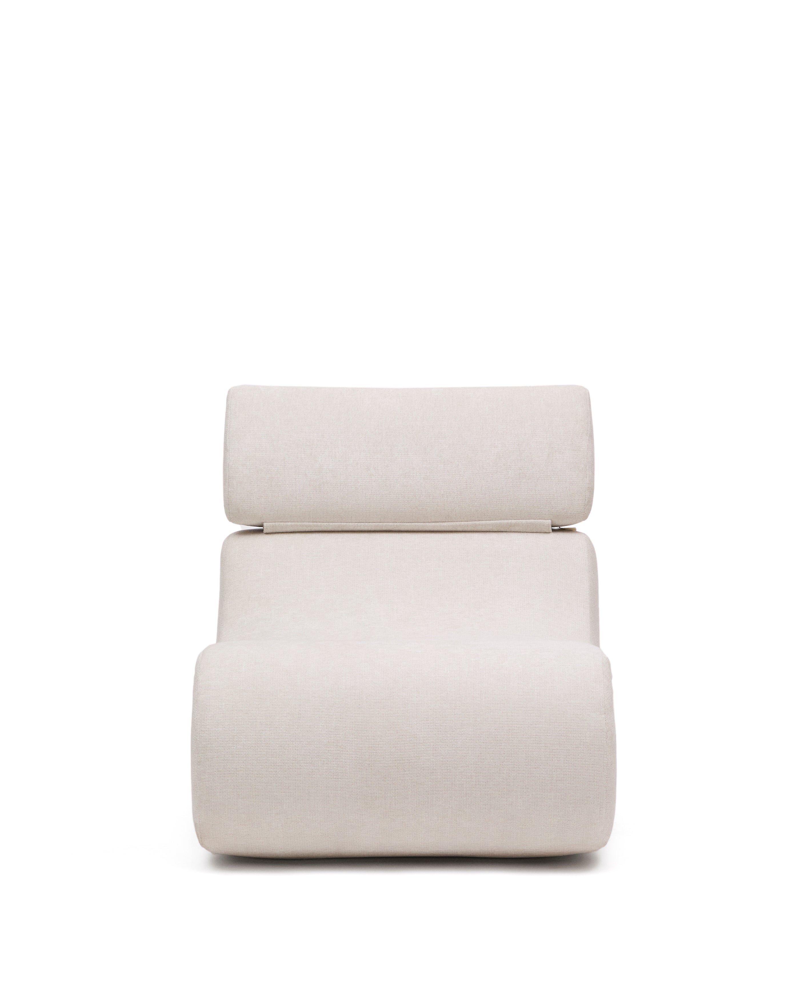 Club pearl-coloured, chenille armchair - Product Image