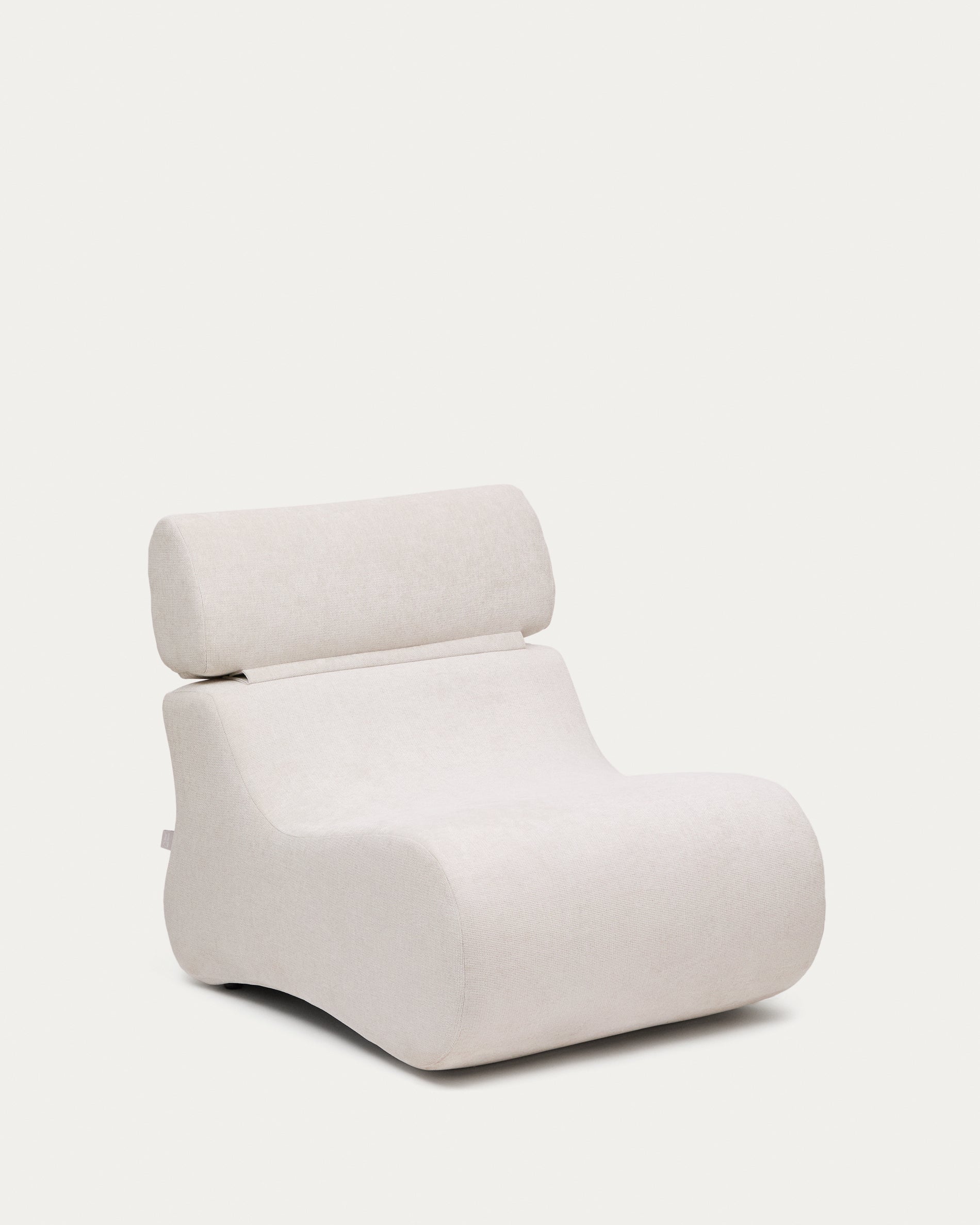 Club pearl-coloured, chenille armchair - Product View