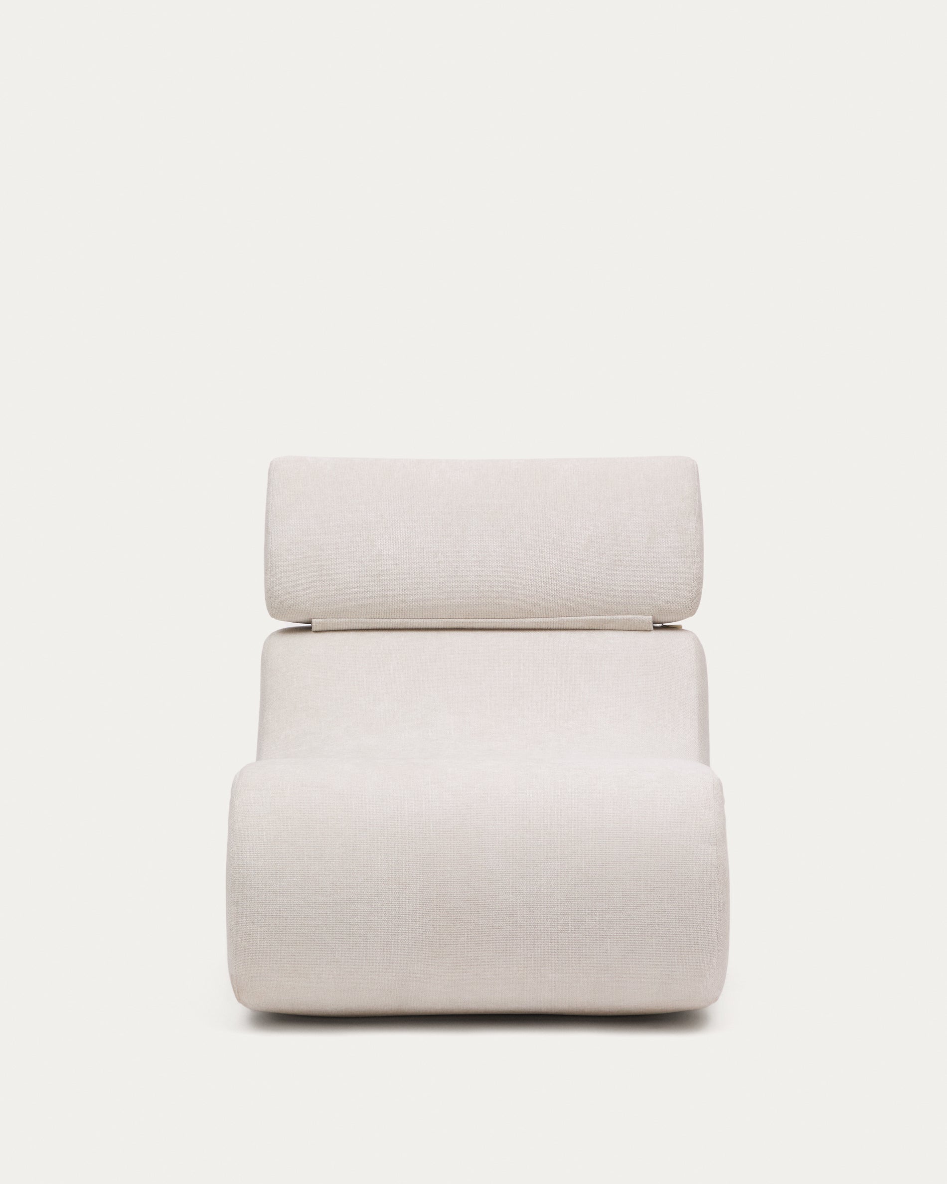 Club pearl-coloured, chenille armchair - Product View