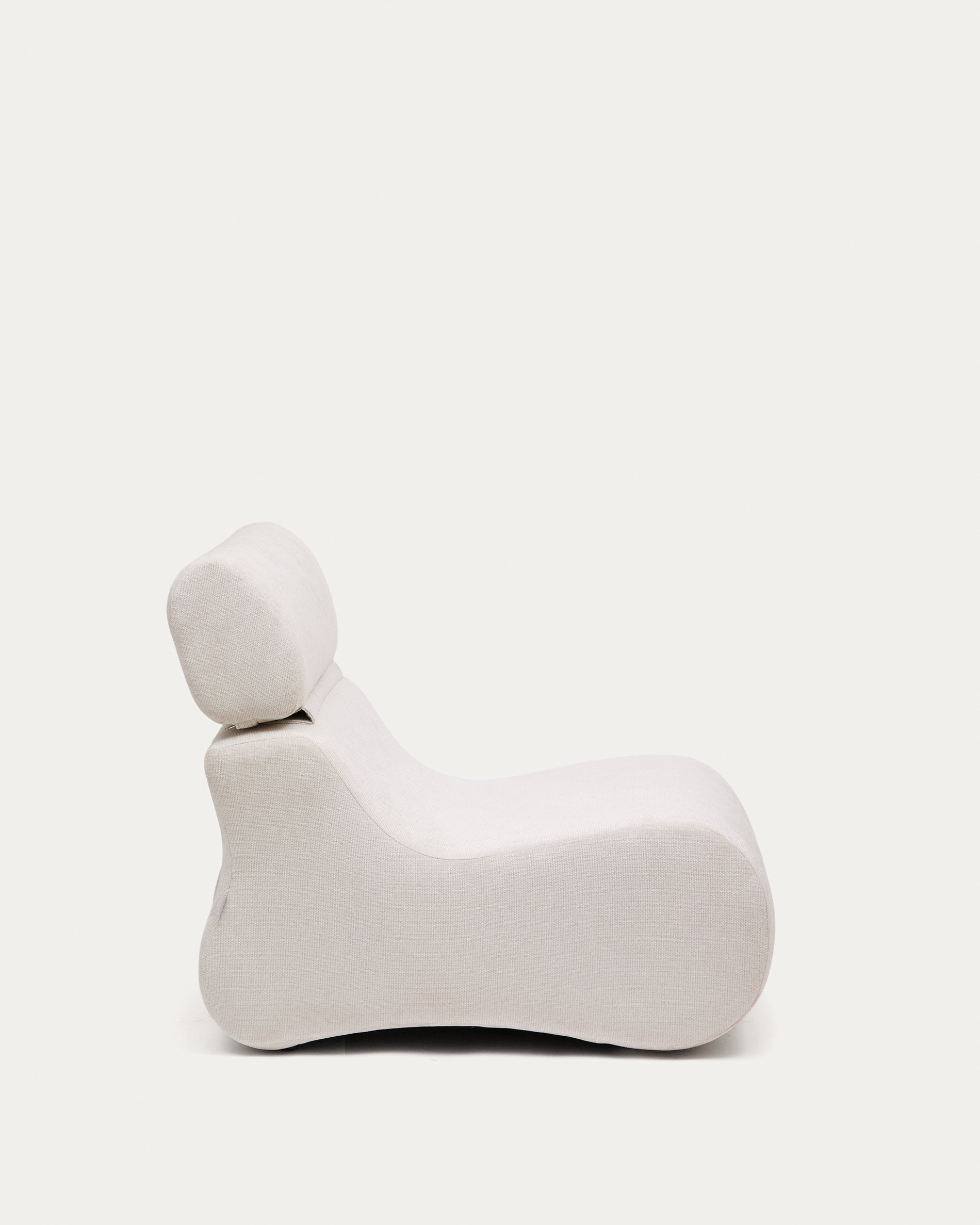 Club pearl-coloured, chenille armchair - Product View