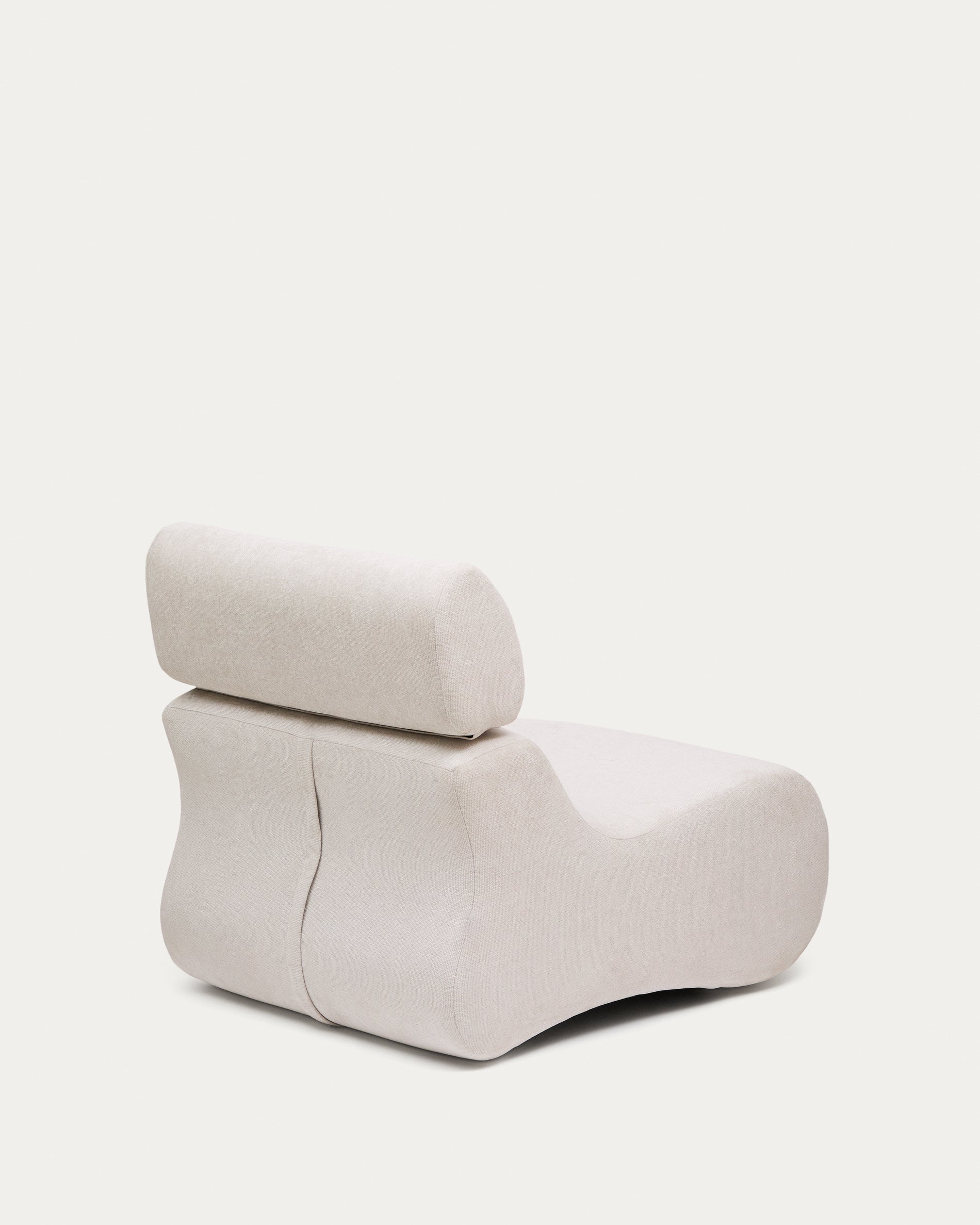 Club pearl-coloured, chenille armchair - Product View