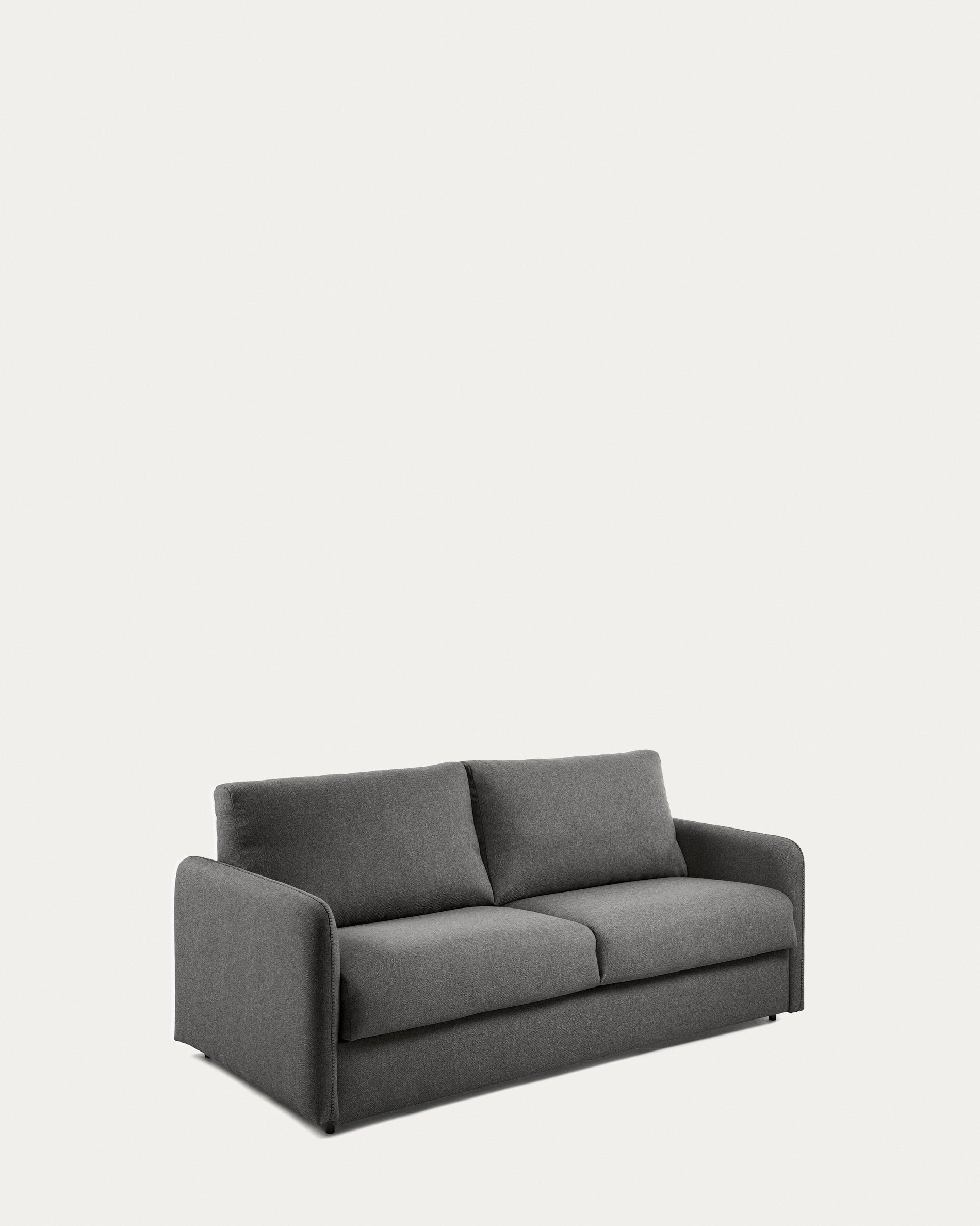 Kymoon 2 seater sofa bed in black chrono polyutherane, 160 cm