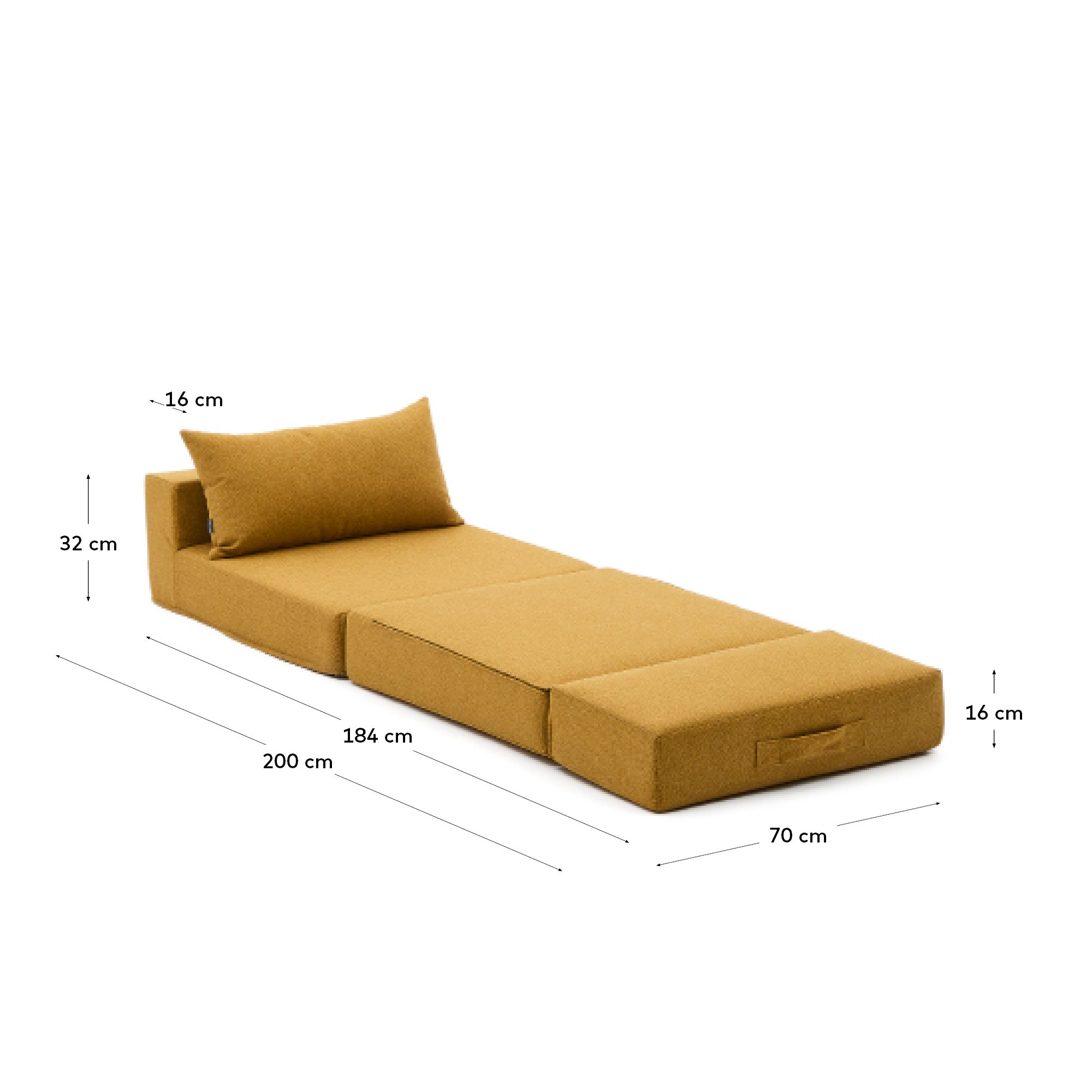 Arty beige, convertible pouffe/bed 70 x 89 (200) cm - Measurements