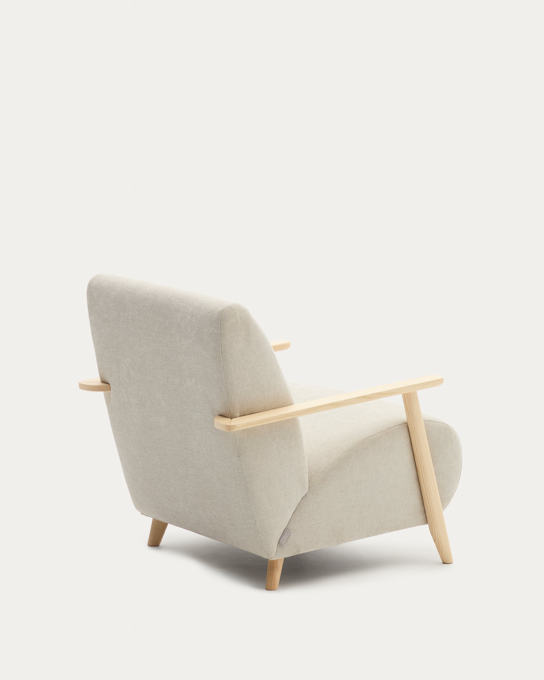 Meghan armchair in pearl chenille and with solid beech wood in a natural finish FSC Mix Credit - Product View