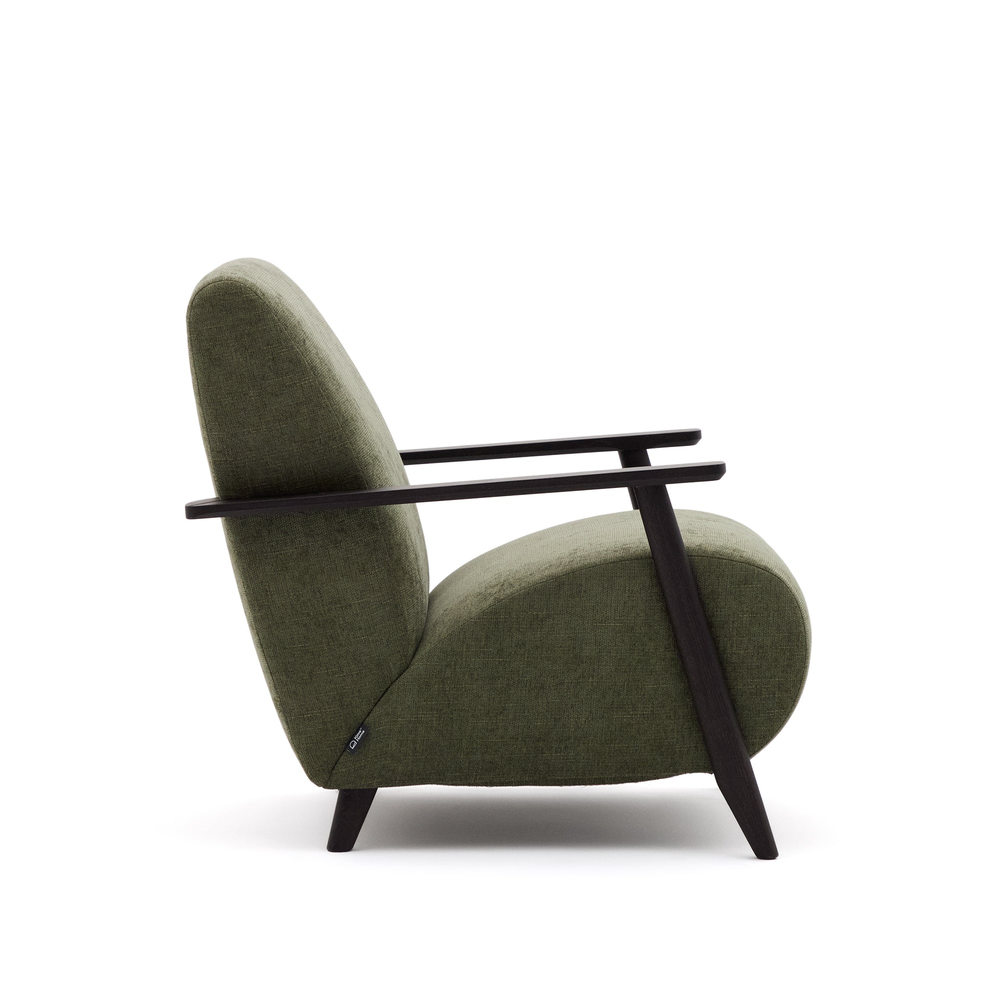 Meghan armchair in green chenille and with solid beech wood in a wenge finish FSC Mix Credit - Product Image