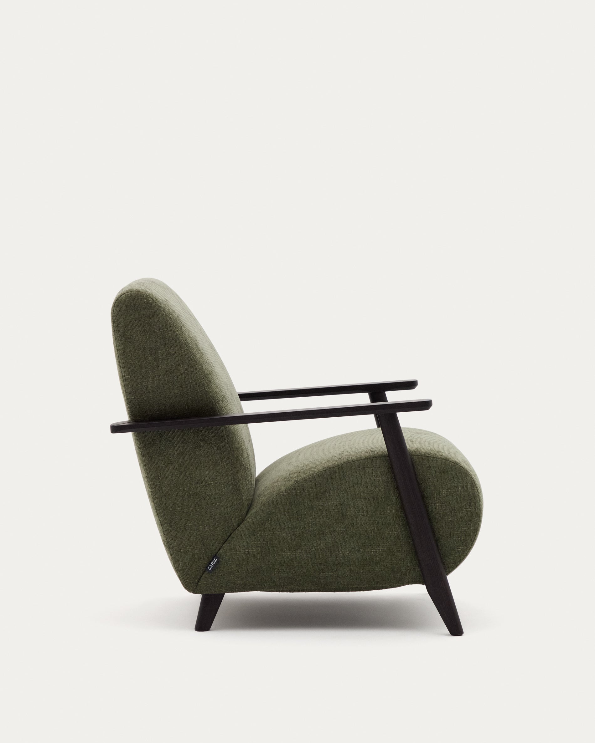 Meghan armchair in green chenille and with solid beech wood in a wenge finish FSC Mix Credit - Product View
