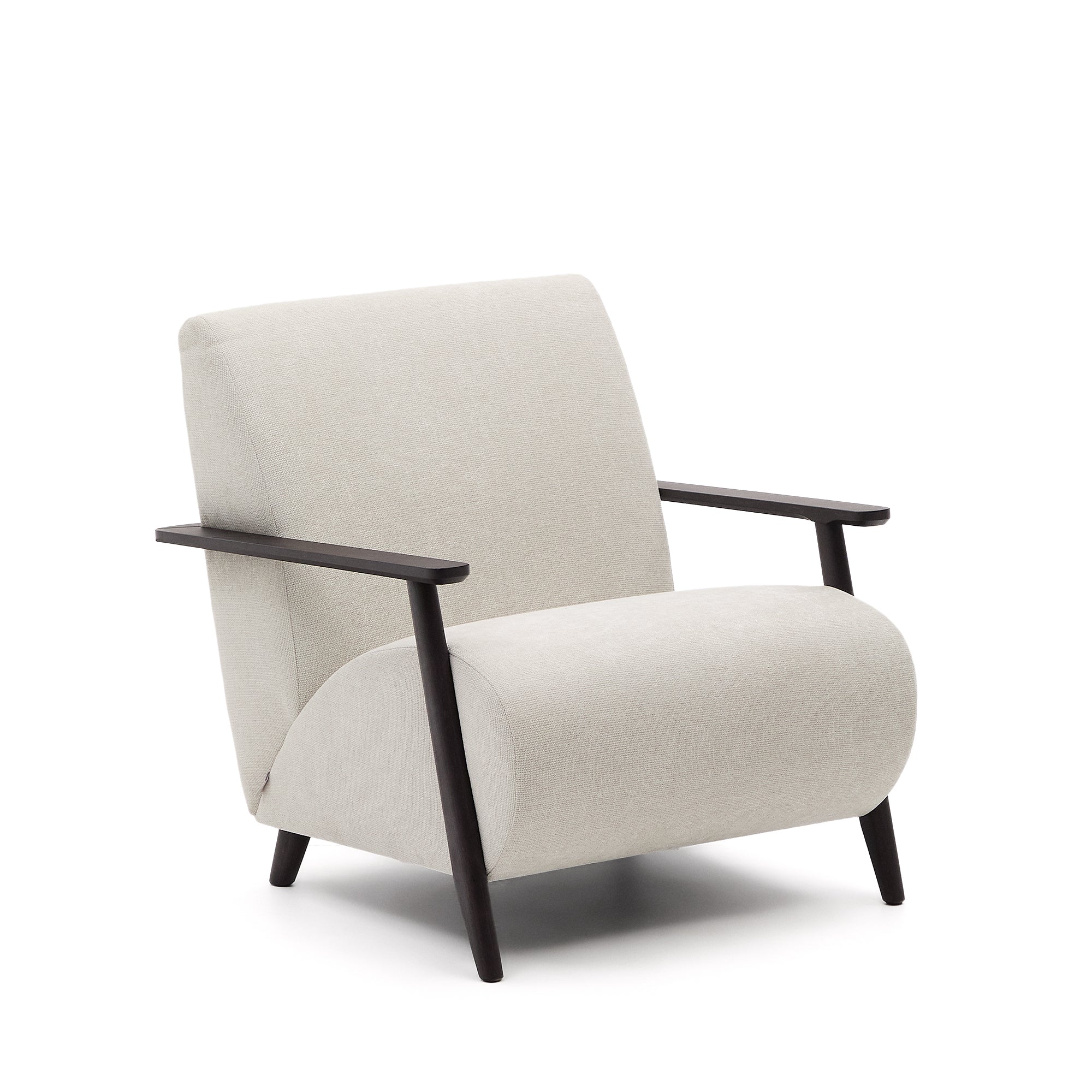 Meghan armchair in pearl chenille and with solid beech wood in a wenge finish FSC Mix Credit - Product Image
