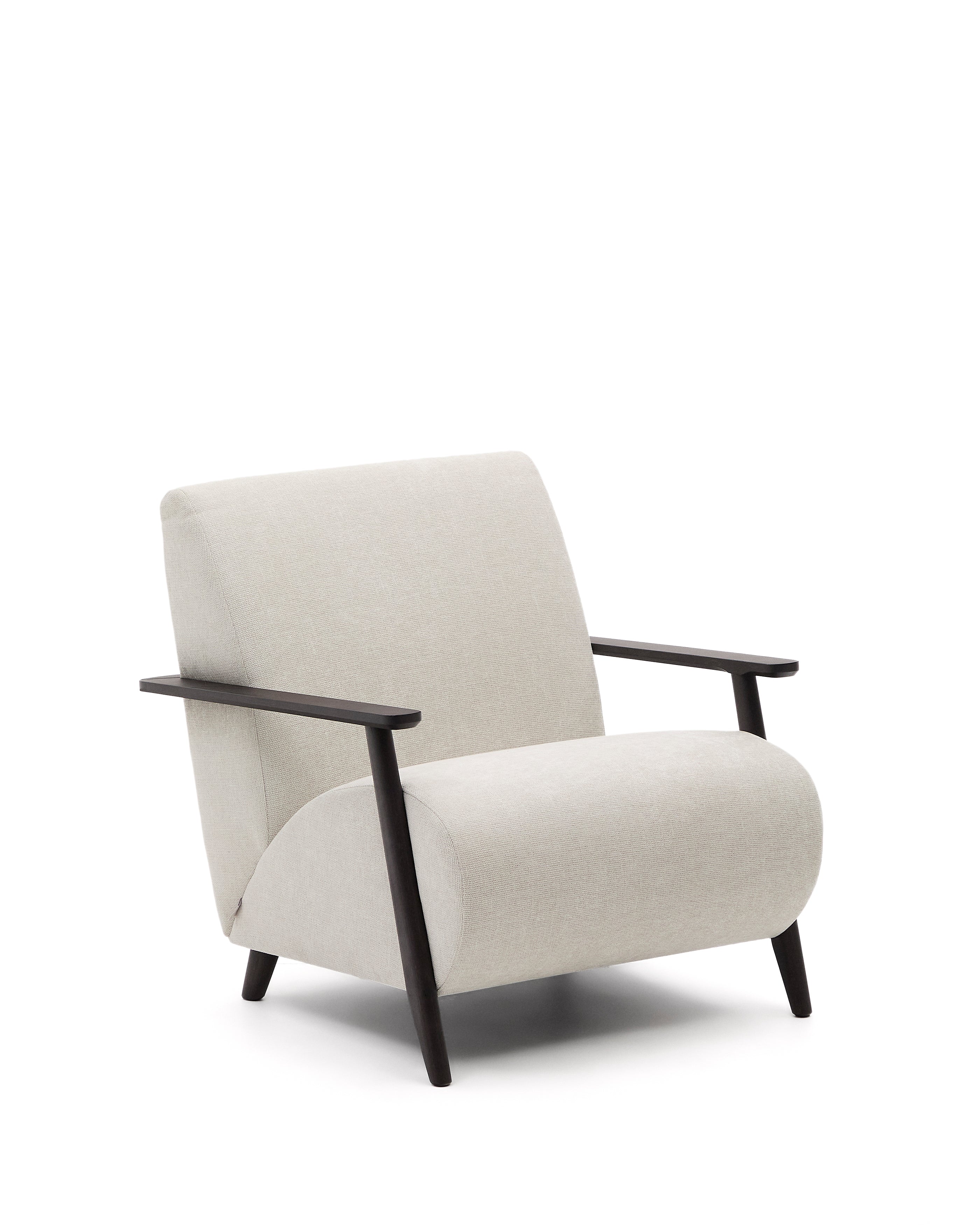 Meghan armchair in pearl chenille and with solid beech wood in a wenge finish FSC Mix Credit - Product Image