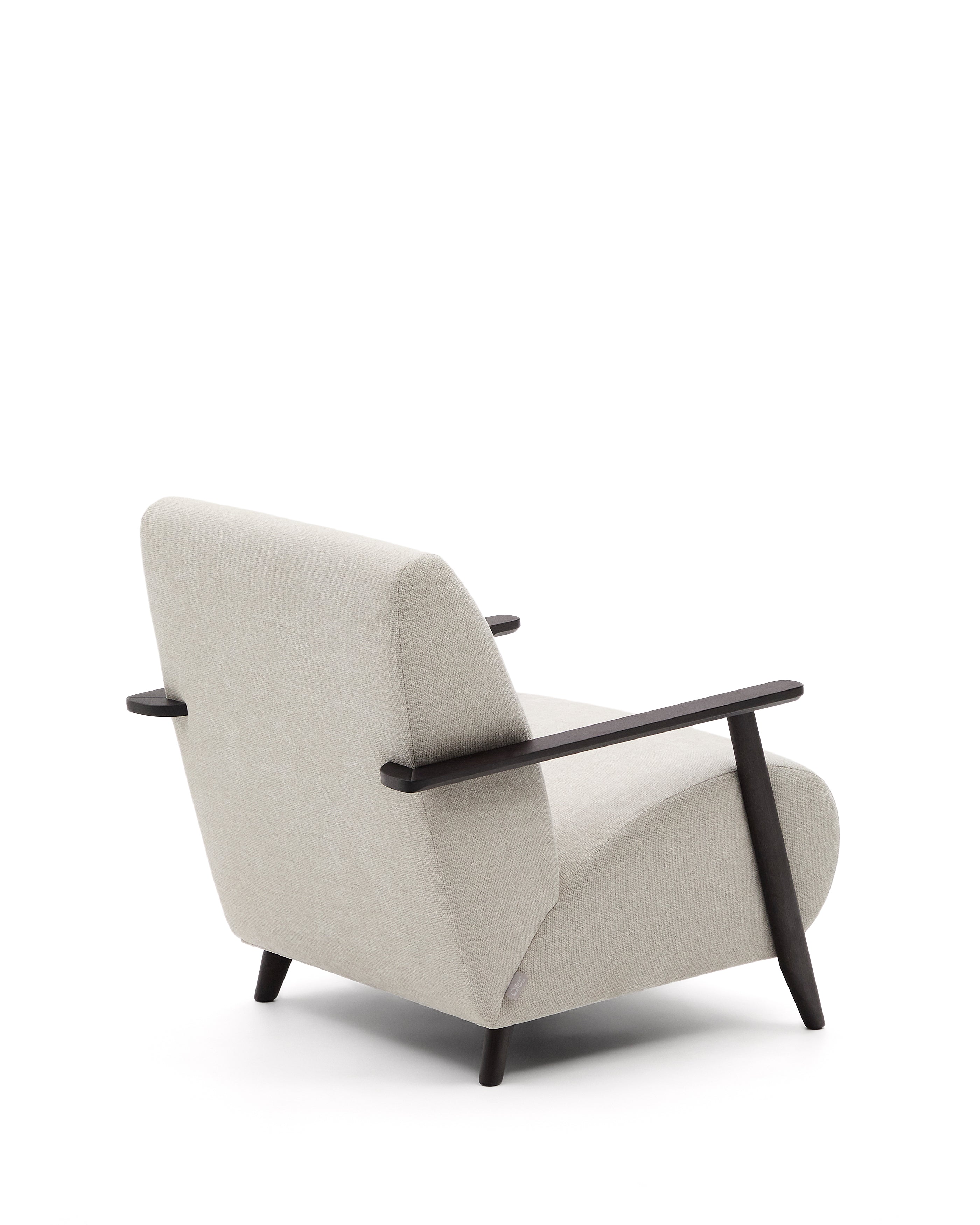 Meghan armchair in pearl chenille and with solid beech wood in a wenge finish FSC Mix Credit - Product Image