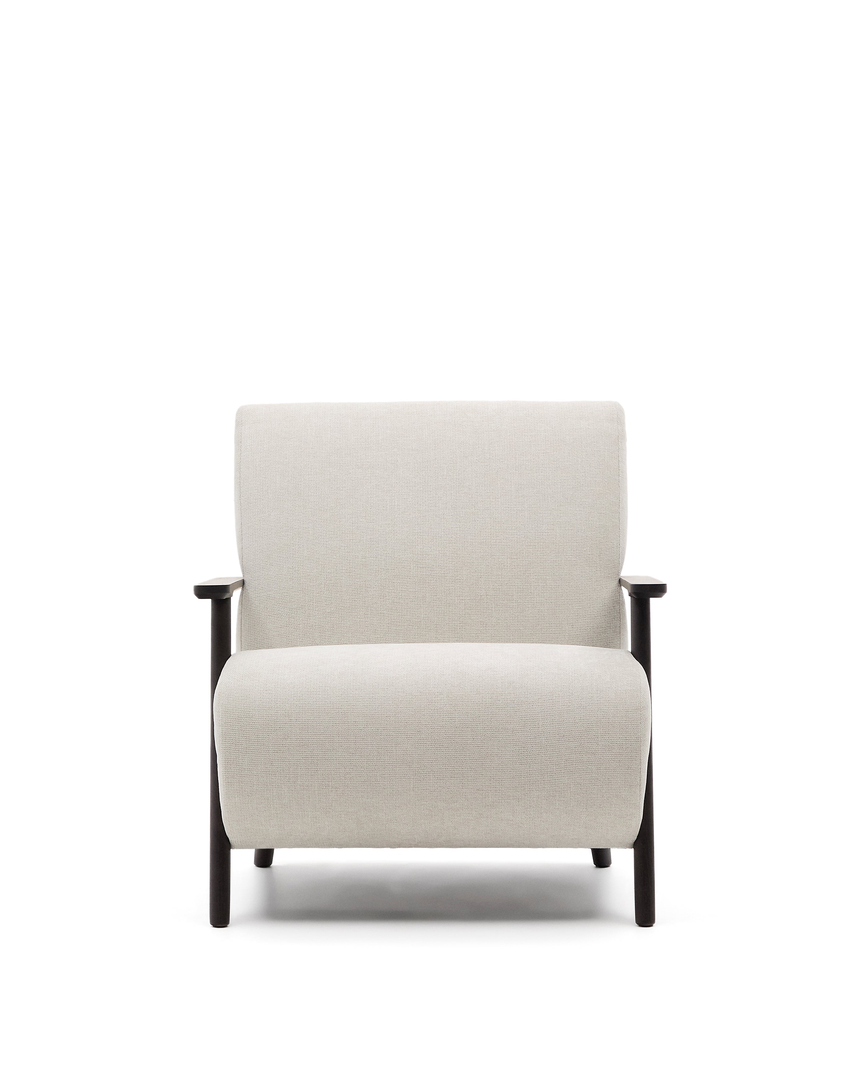 Meghan armchair in pearl chenille and with solid beech wood in a wenge finish FSC Mix Credit - Product Image