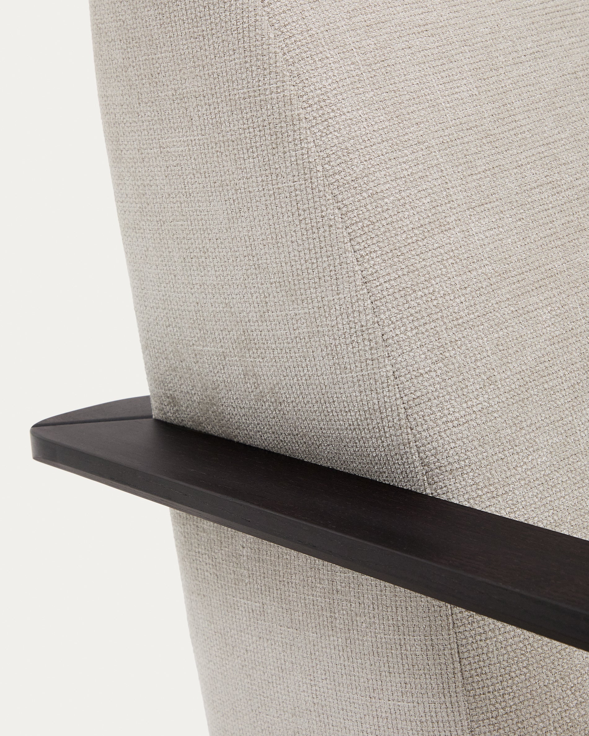 Meghan armchair in pearl chenille and with solid beech wood in a wenge finish FSC Mix Credit - Detail