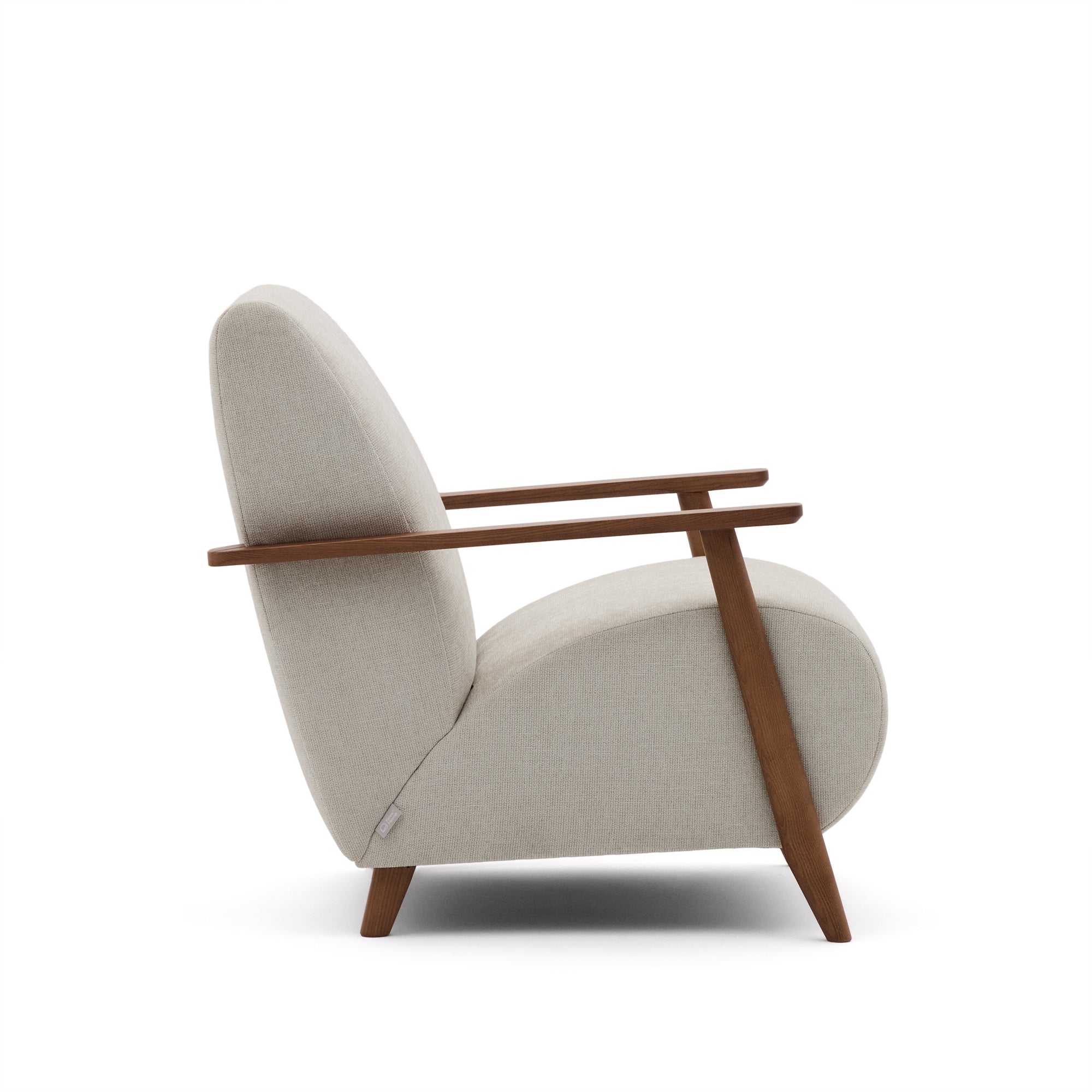 Meghan armchair in pearl chenille and solid ash wood with walnut finish FSC Mix Credit - Product Image