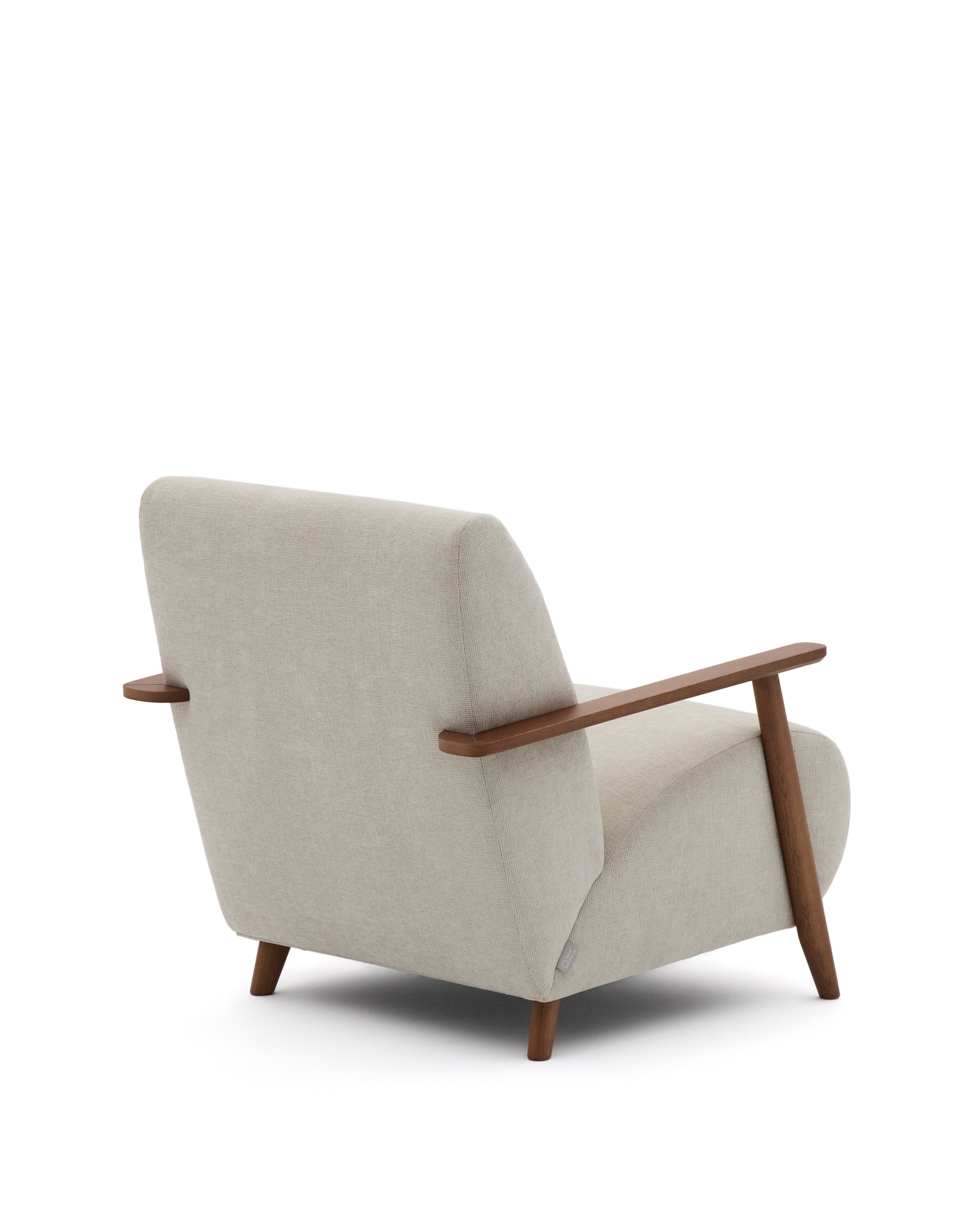 Meghan armchair in pearl chenille and solid ash wood with walnut finish FSC Mix Credit - Product Image