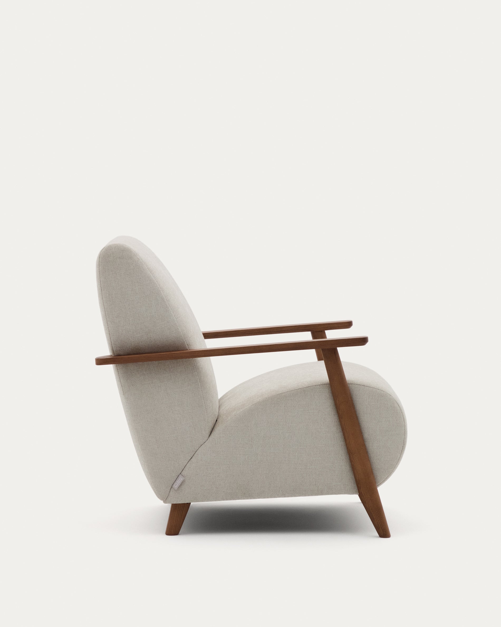 Meghan armchair in pearl chenille and solid ash wood with walnut finish FSC Mix Credit - Product View