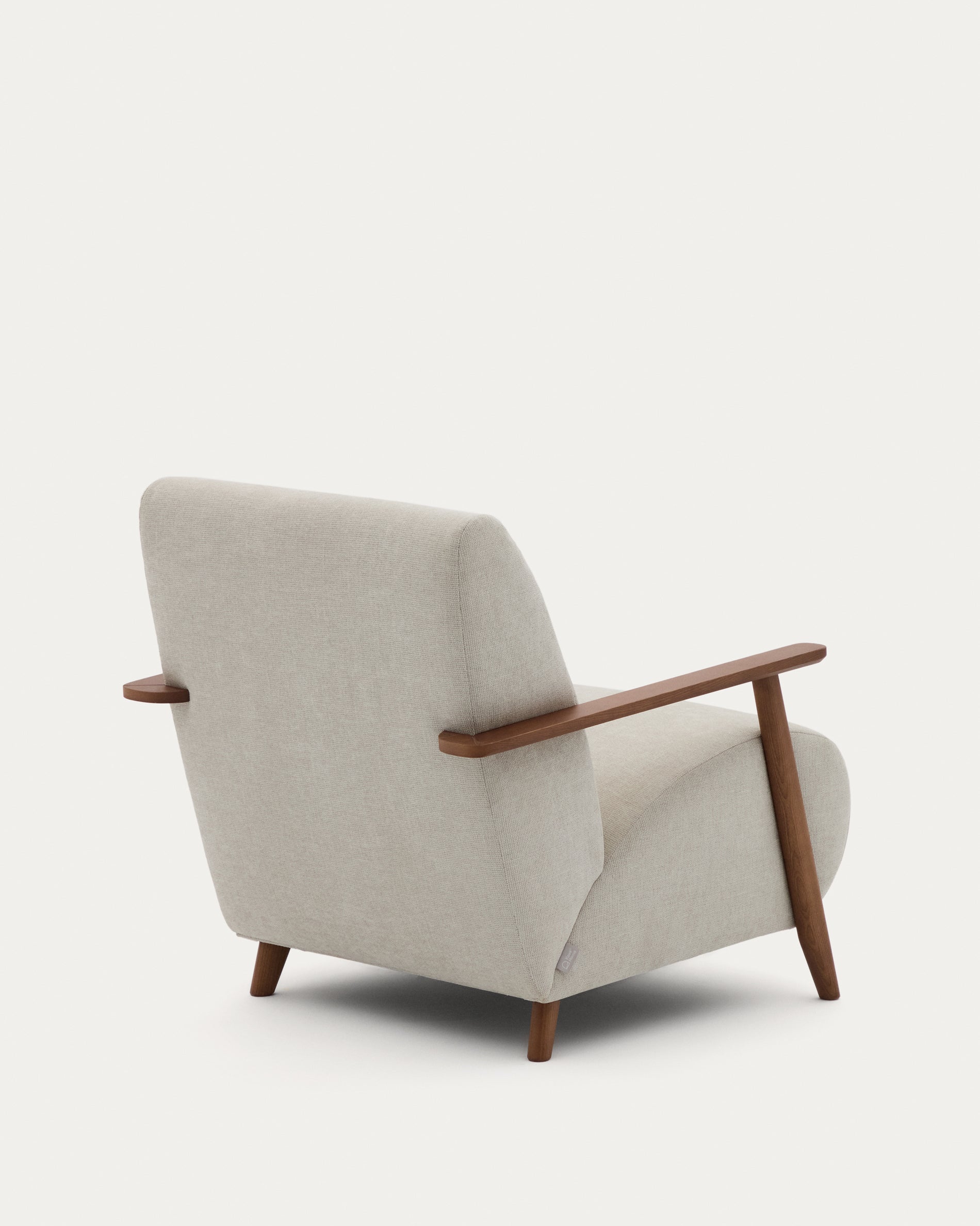 Meghan armchair in pearl chenille and solid ash wood with walnut finish FSC Mix Credit - Product View