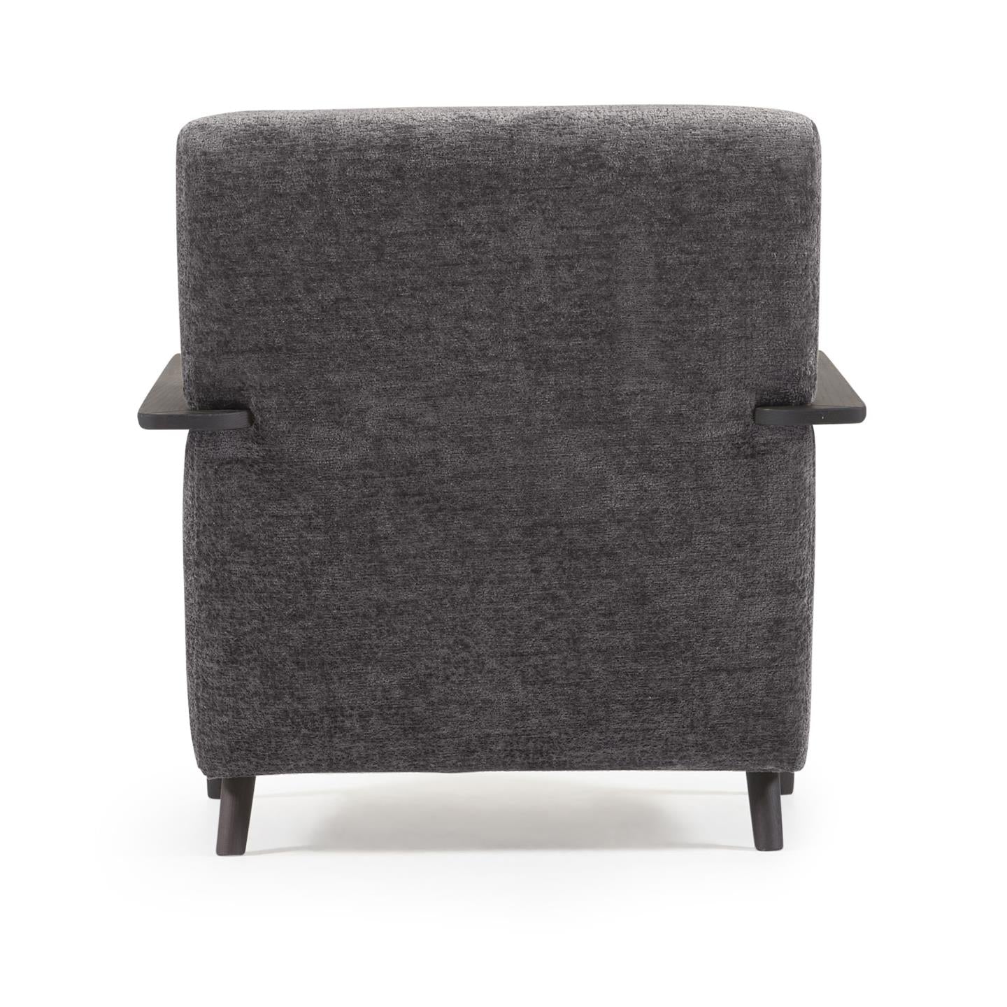 Meghan armchair in grey chenille and wood with wenge finish - Product Image