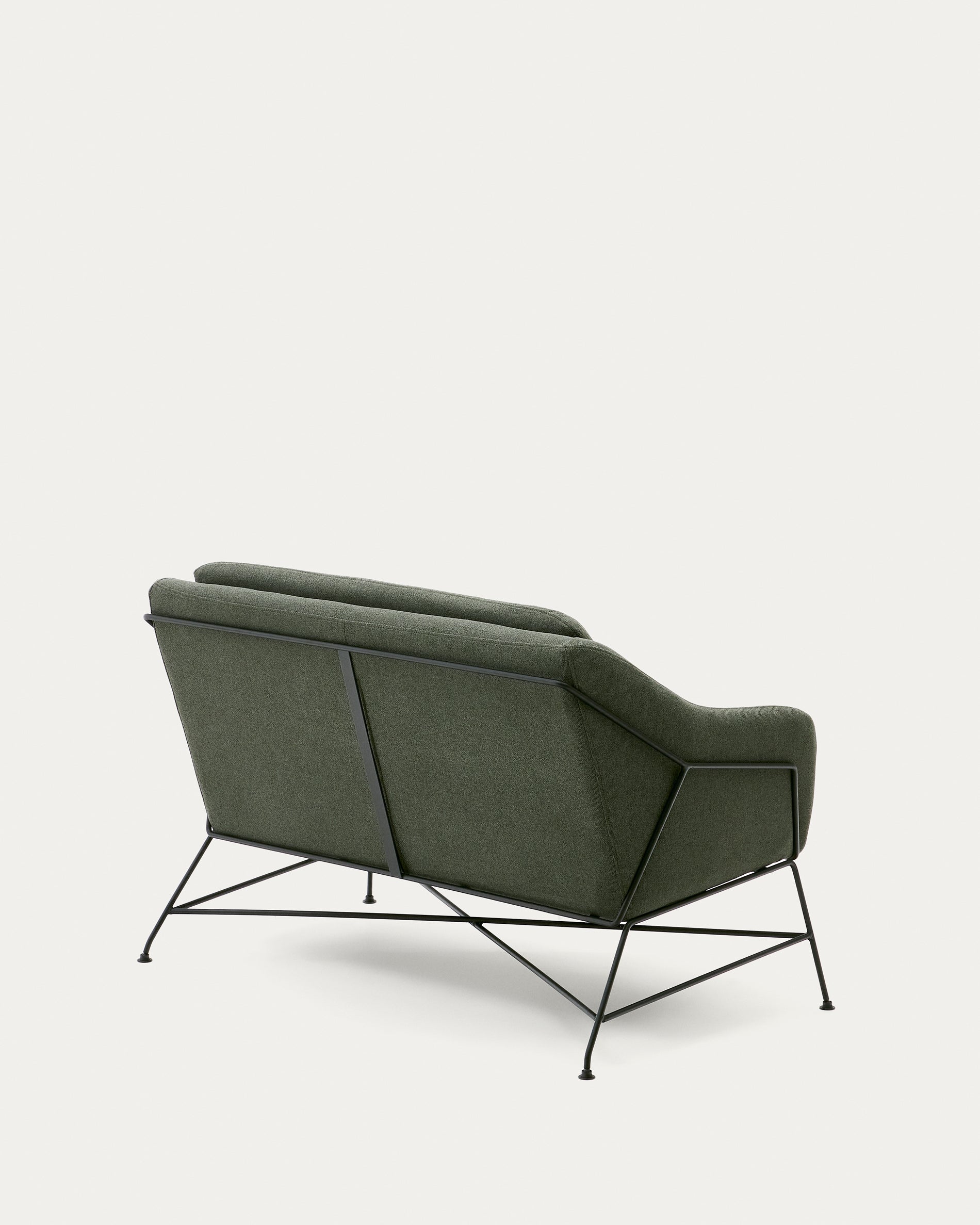 Brida 2-seater sofa in green and steel legs with black finish, 128 cm - Product View