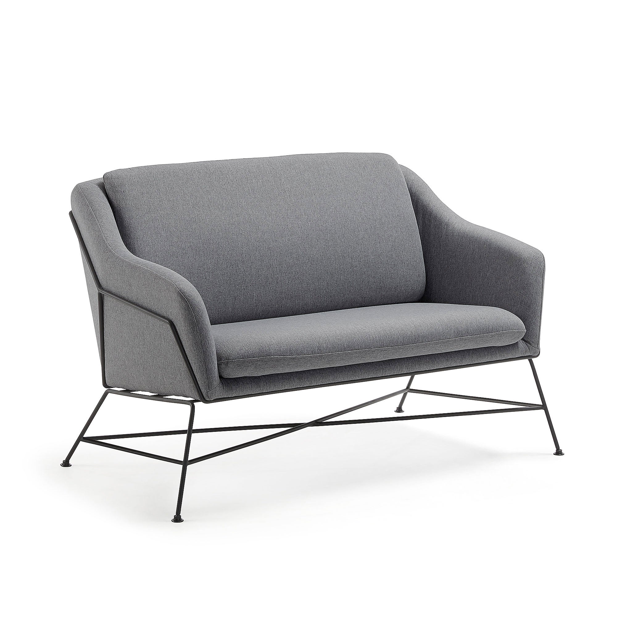 Brida 2 seater sofa in dark grey, 128 cm - Product Image