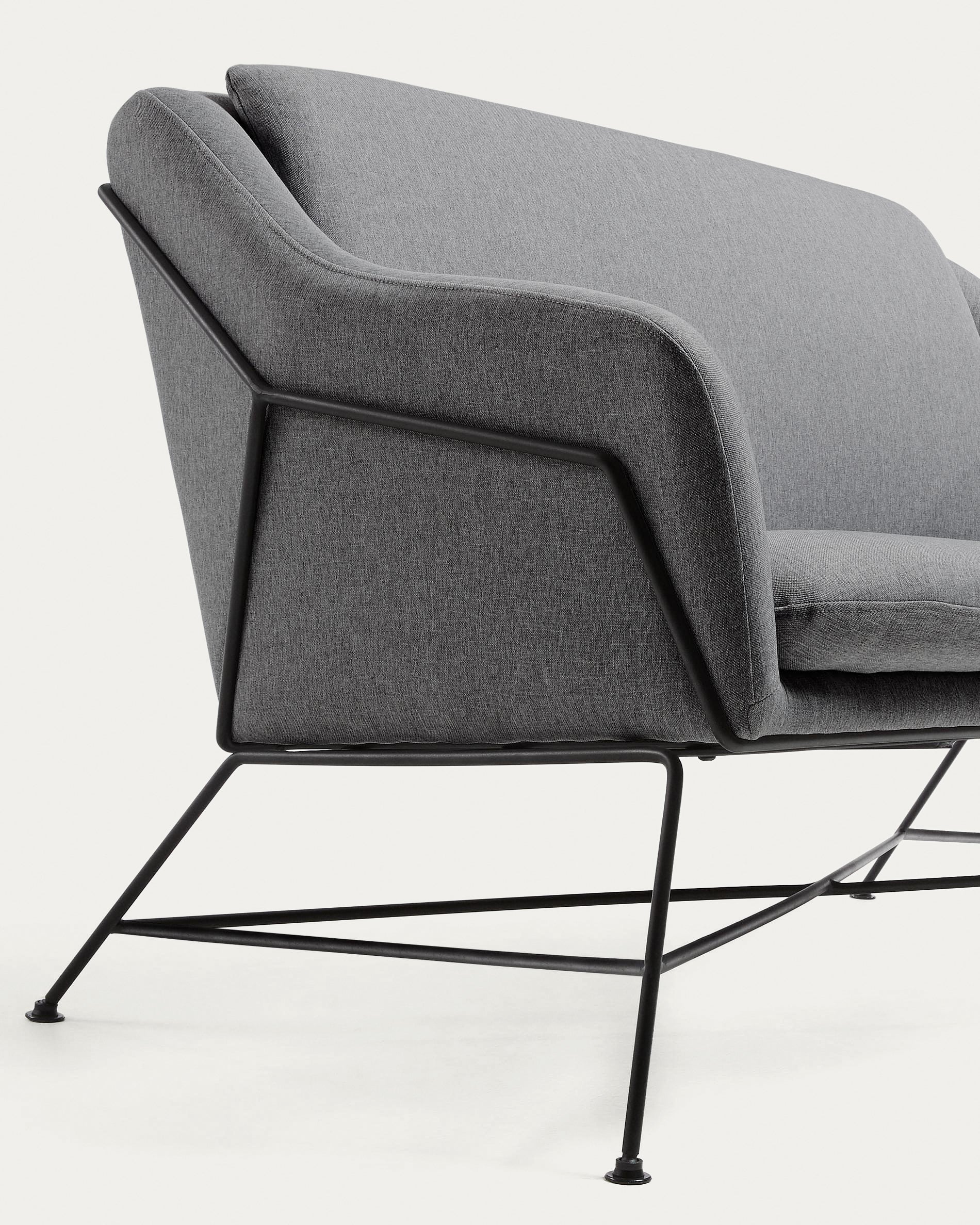 Brida 2 seater sofa in dark grey, 128 cm - Detail