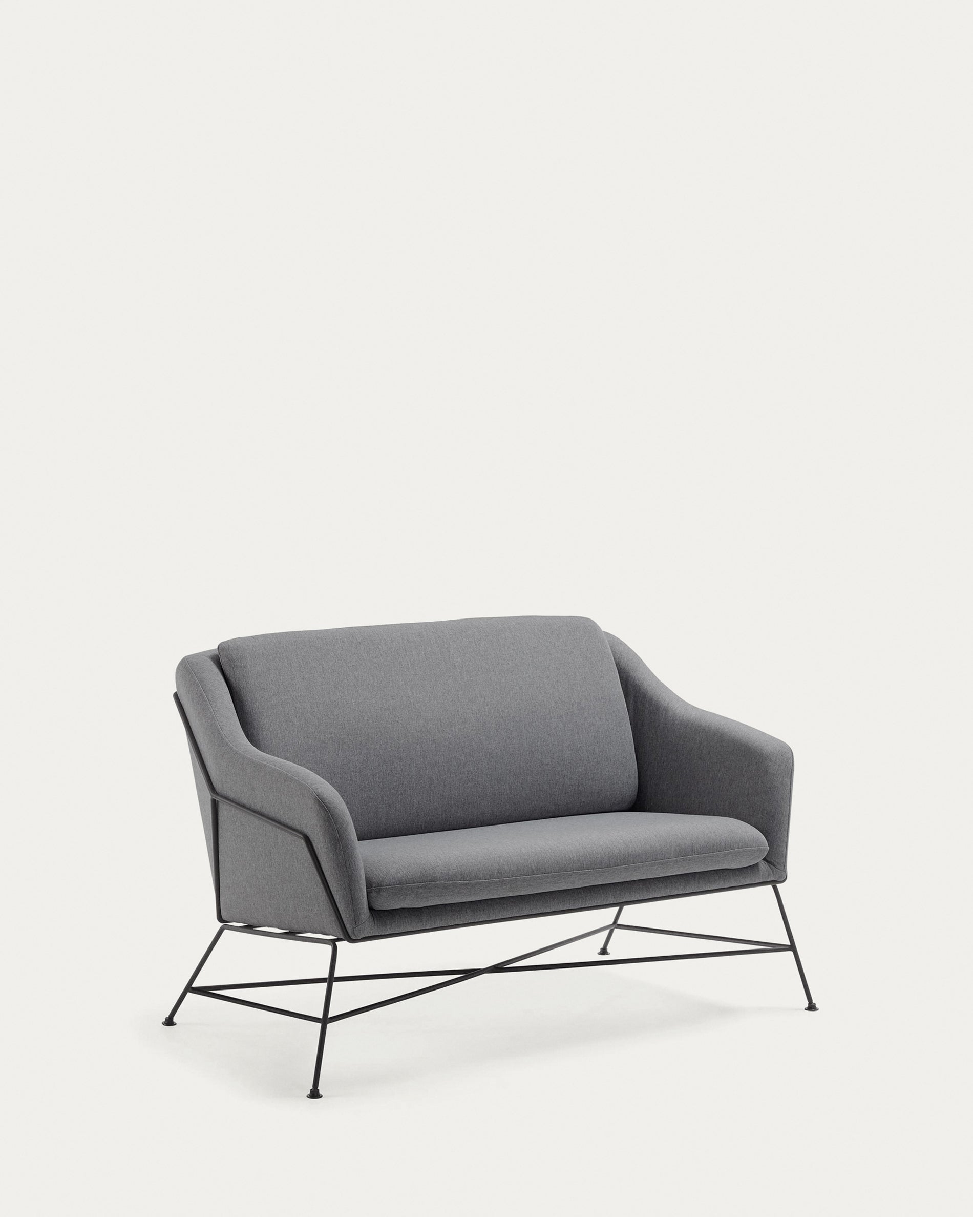 Brida 2 seater sofa in dark grey, 128 cm - Product View